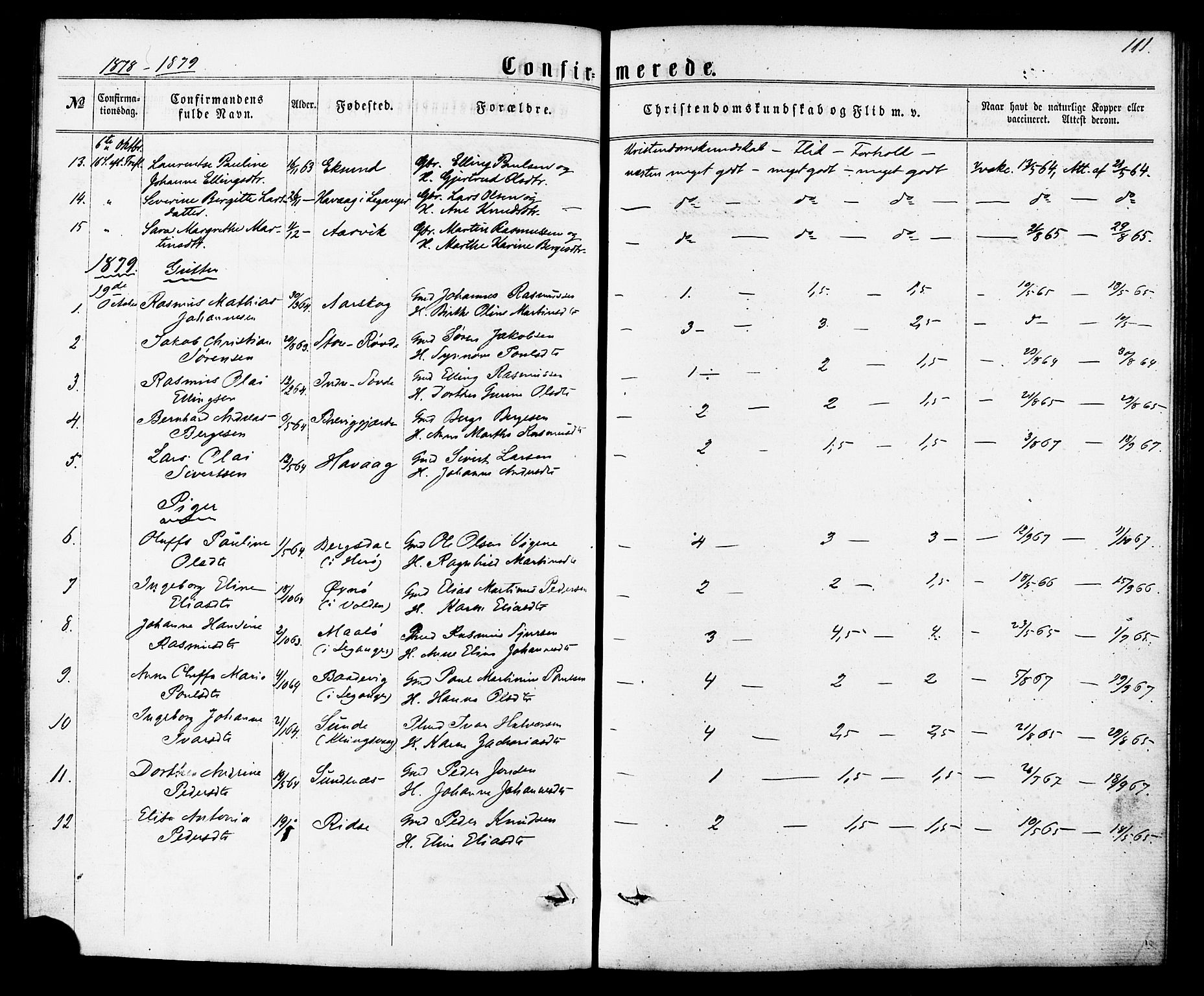 Ministerialprotokoller, klokkerbøker og fødselsregistre - Møre og Romsdal, SAT/A-1454/504/L0055: Parish register (official) no. 504A02, 1861-1884, p. 111