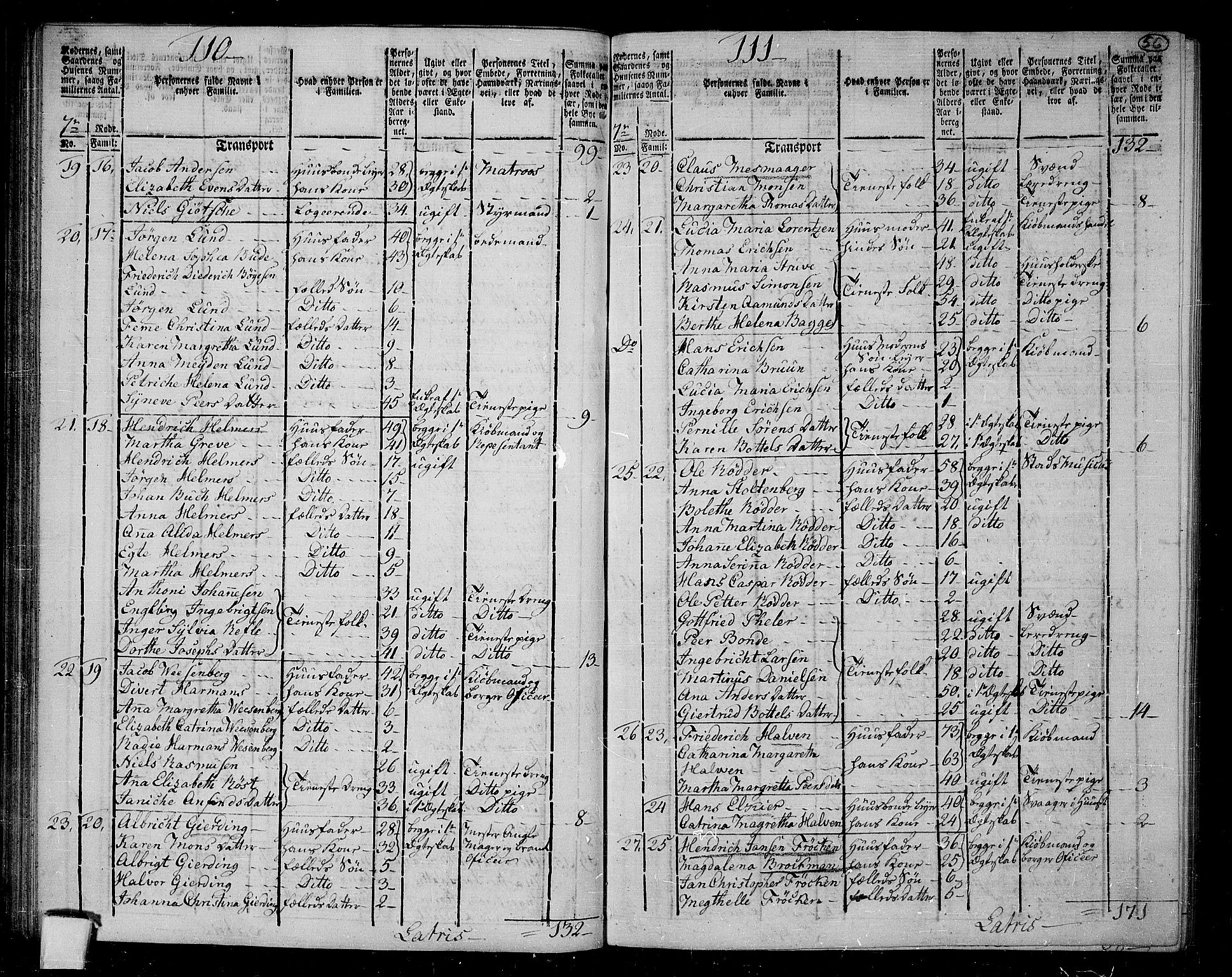 RA, 1801 census for 1301 Bergen, 1801, p. 55b-56a