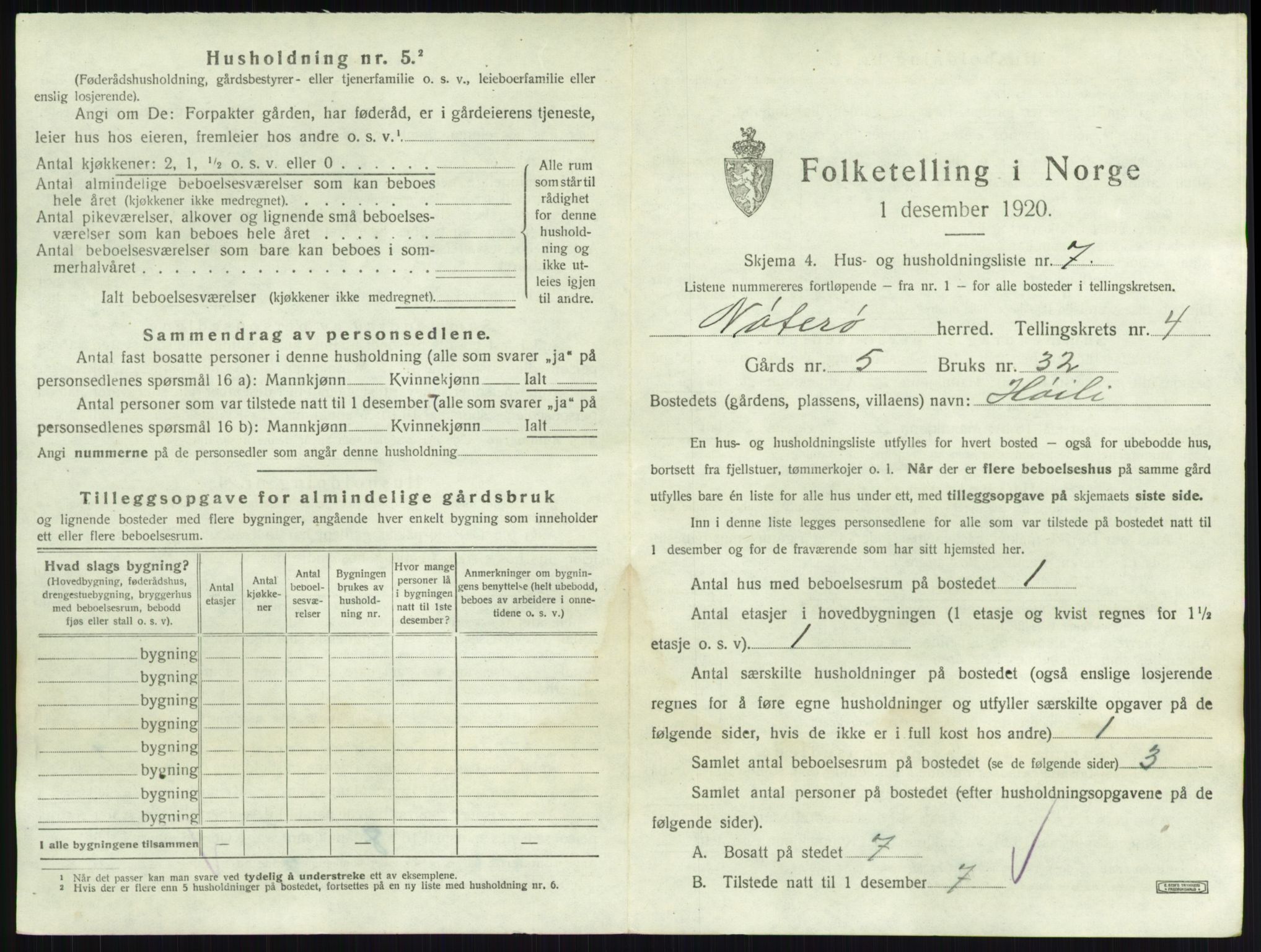 SAKO, 1920 census for Nøtterøy, 1920, p. 707