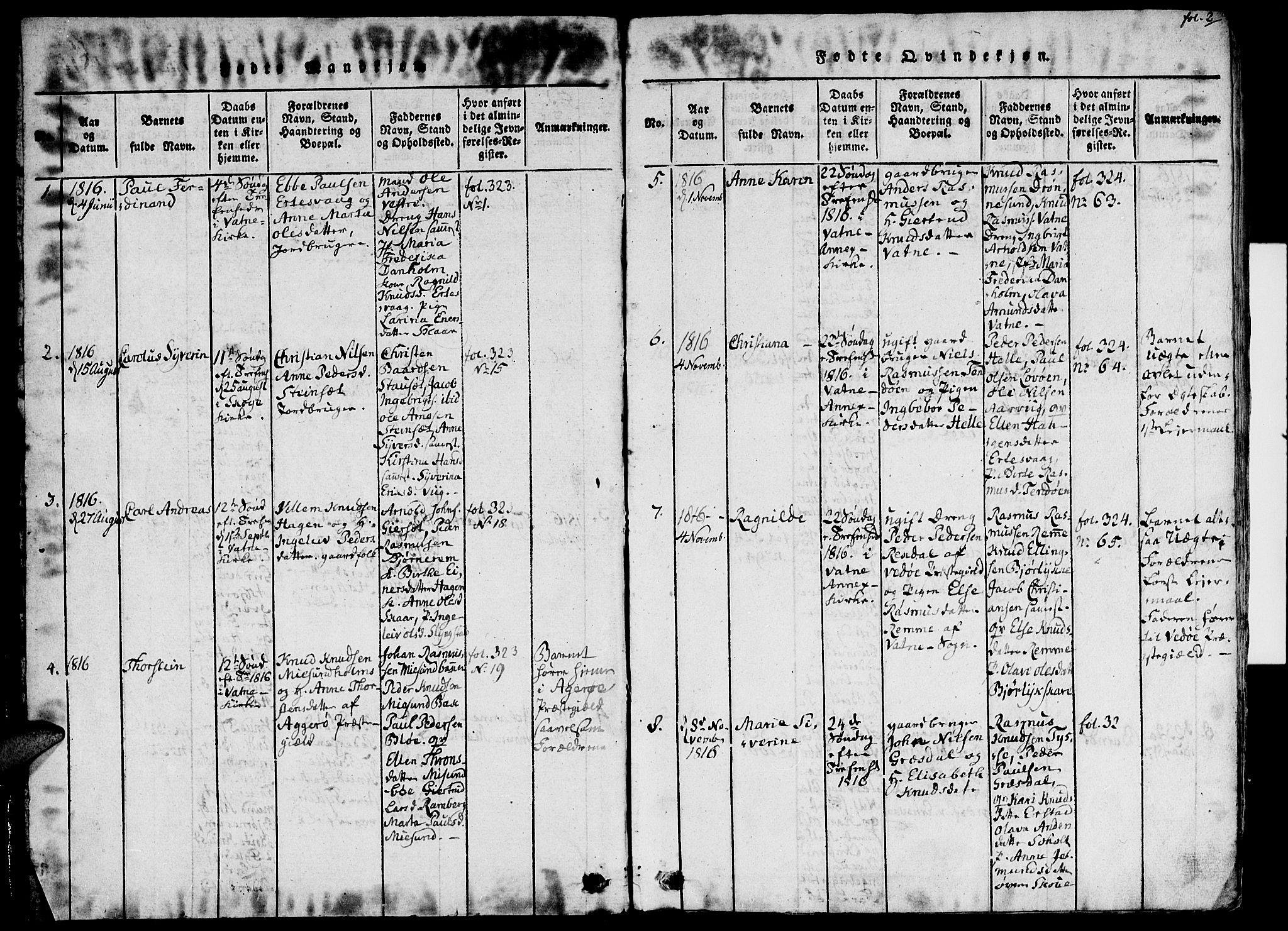 Ministerialprotokoller, klokkerbøker og fødselsregistre - Møre og Romsdal, AV/SAT-A-1454/524/L0351: Parish register (official) no. 524A03, 1816-1838, p. 2