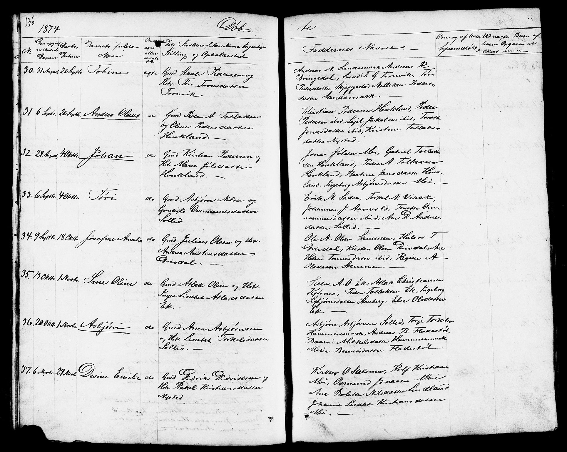 Lund sokneprestkontor, AV/SAST-A-101809/S07/L0003: Parish register (copy) no. B 3, 1848-1885, p. 136