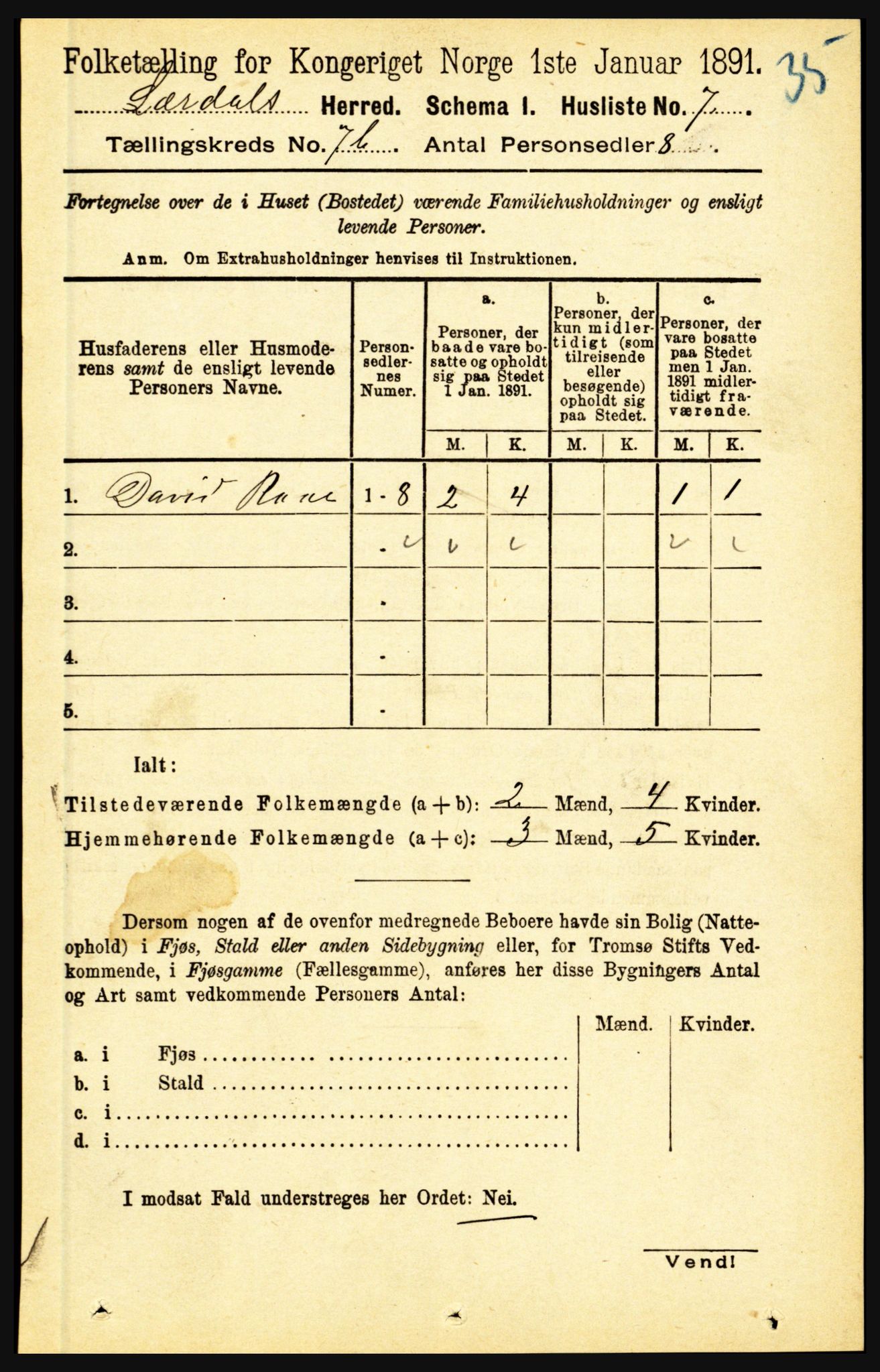 RA, 1891 census for 1422 Lærdal, 1891, p. 1113