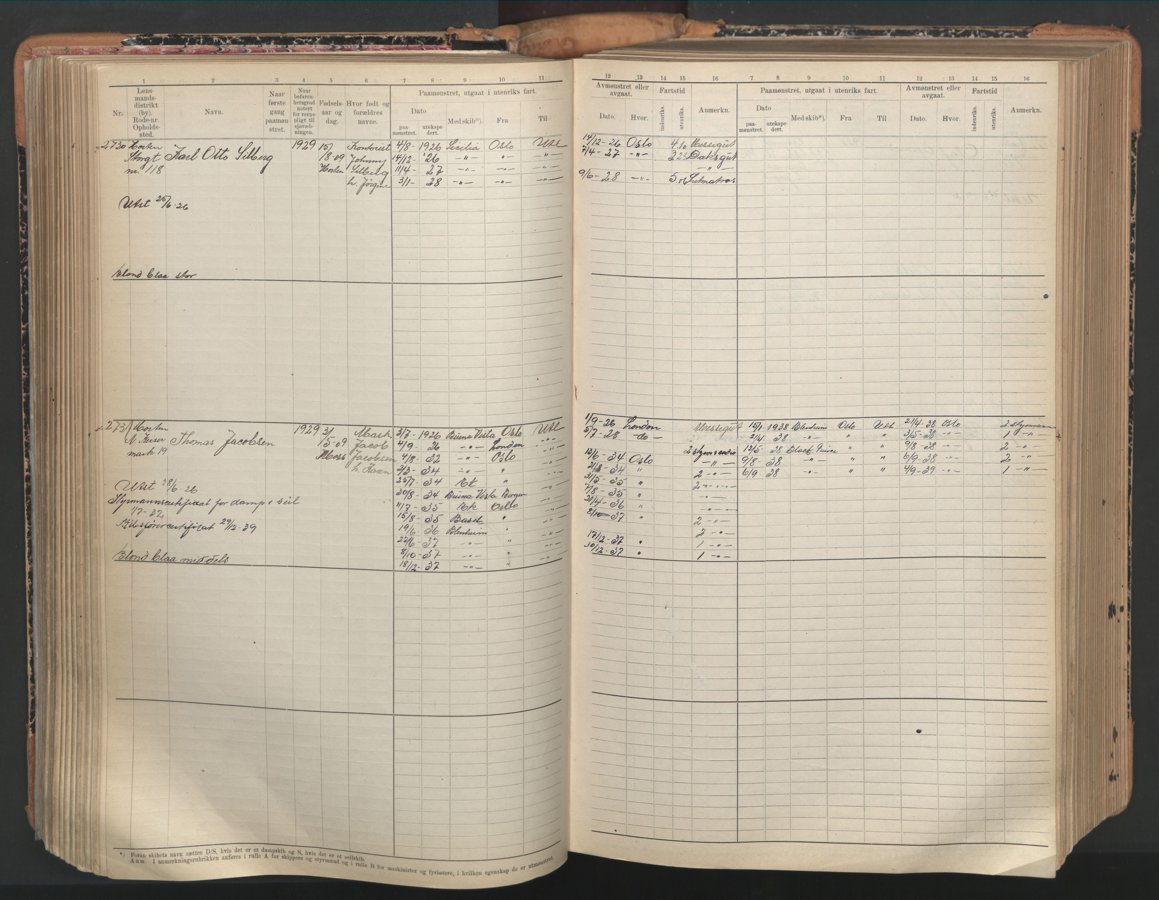 Horten innrulleringskontor, AV/SAKO-A-785/F/Fc/L0008: Hovedrulle, 1920-1948, p. 273