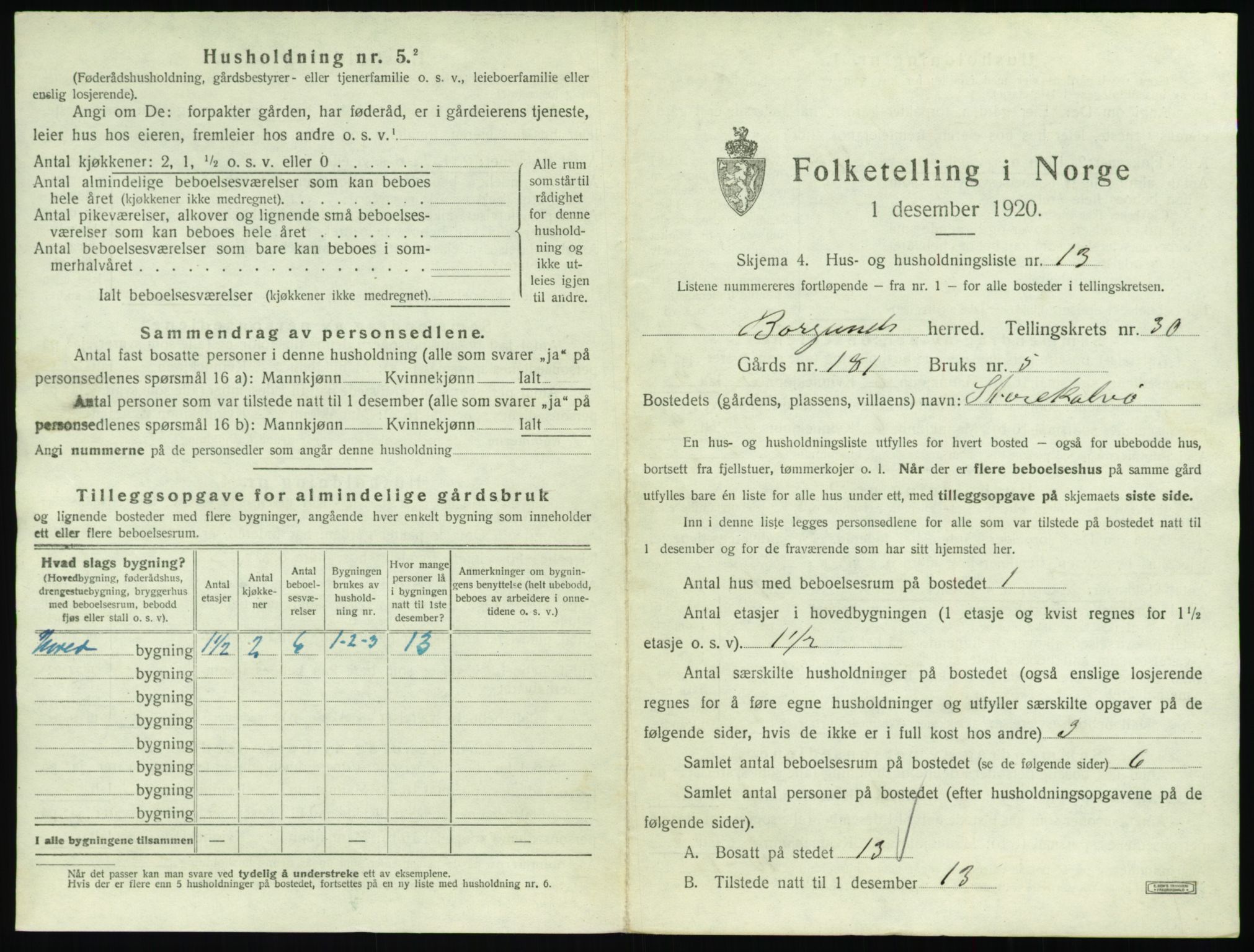 SAT, 1920 census for Borgund, 1920, p. 2398