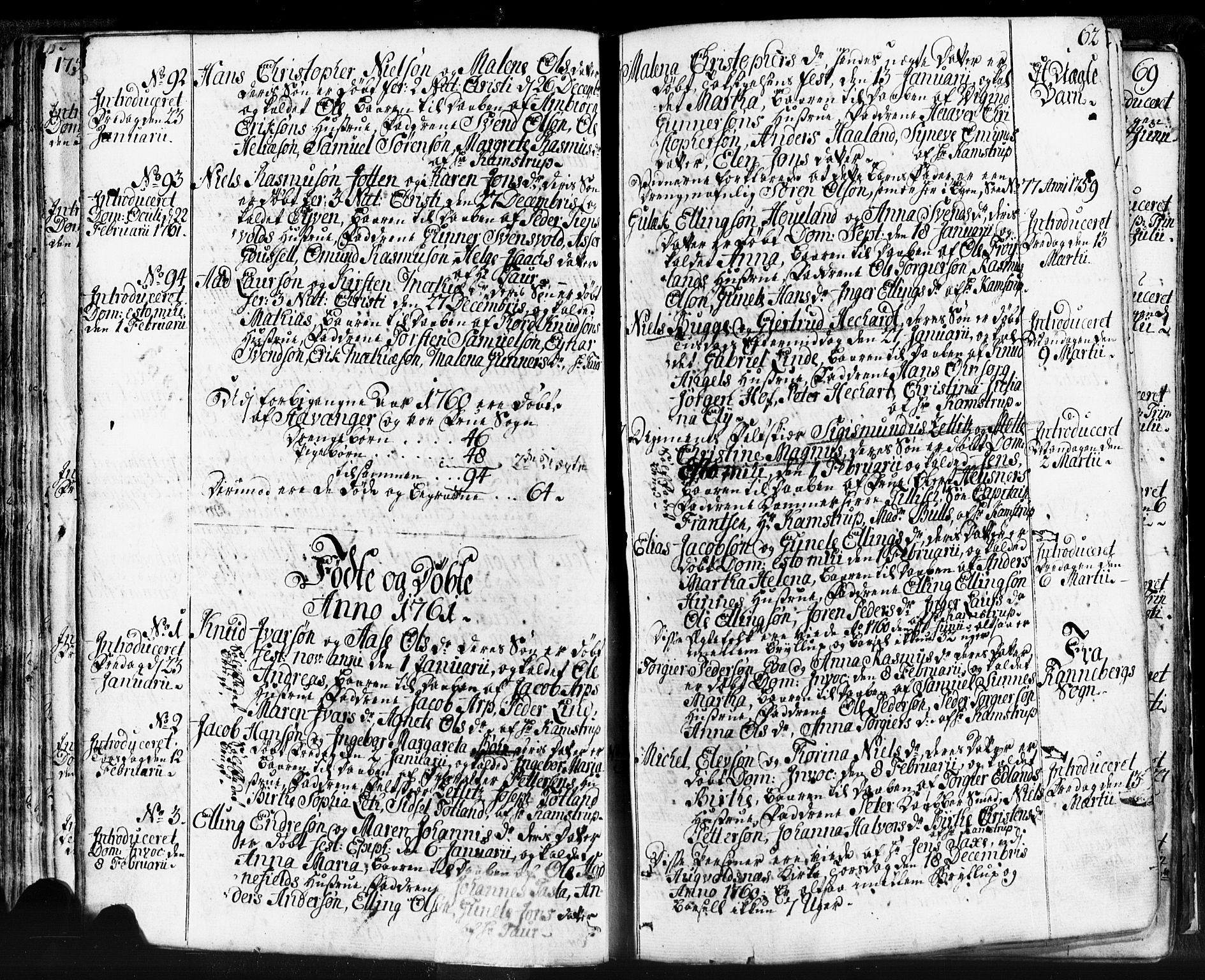 Domkirken sokneprestkontor, AV/SAST-A-101812/001/30/30BB/L0004: Parish register (copy) no. B 4, 1752-1790, p. 62