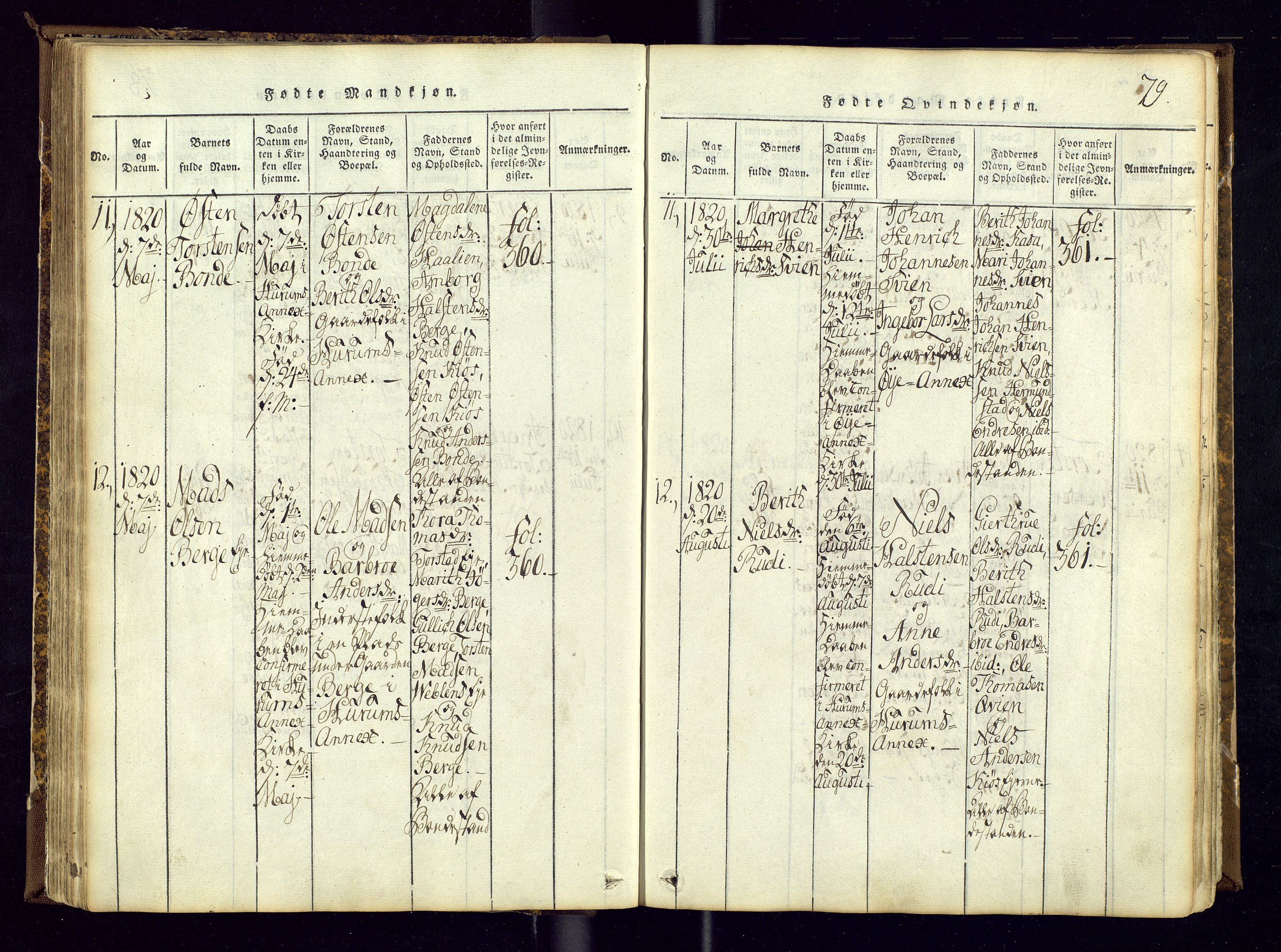 Vang prestekontor, Valdres, SAH/PREST-140/H/Ha/L0004: Parish register (official) no. 4, 1814-1831, p. 79