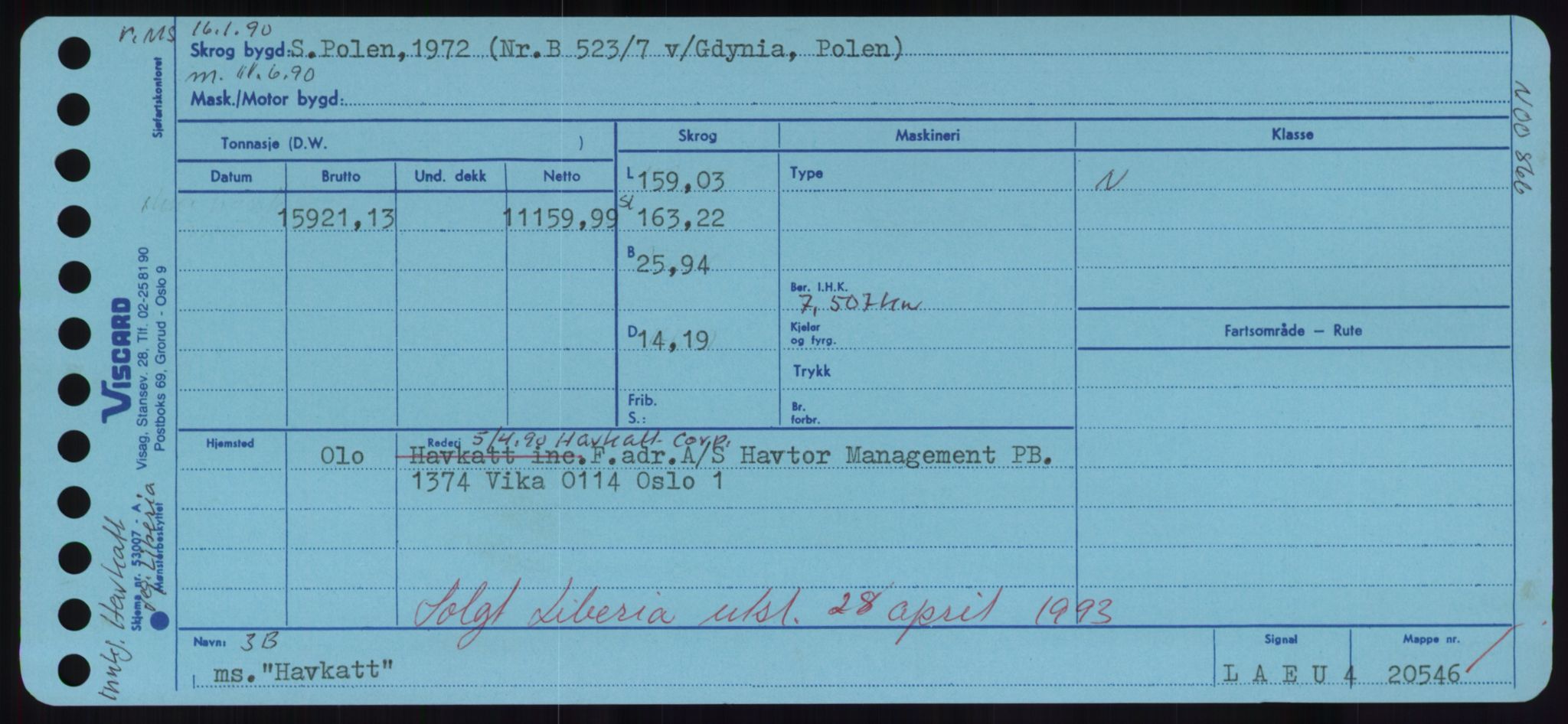 Sjøfartsdirektoratet med forløpere, Skipsmålingen, AV/RA-S-1627/H/Hd/L0014: Fartøy, H-Havl, p. 593