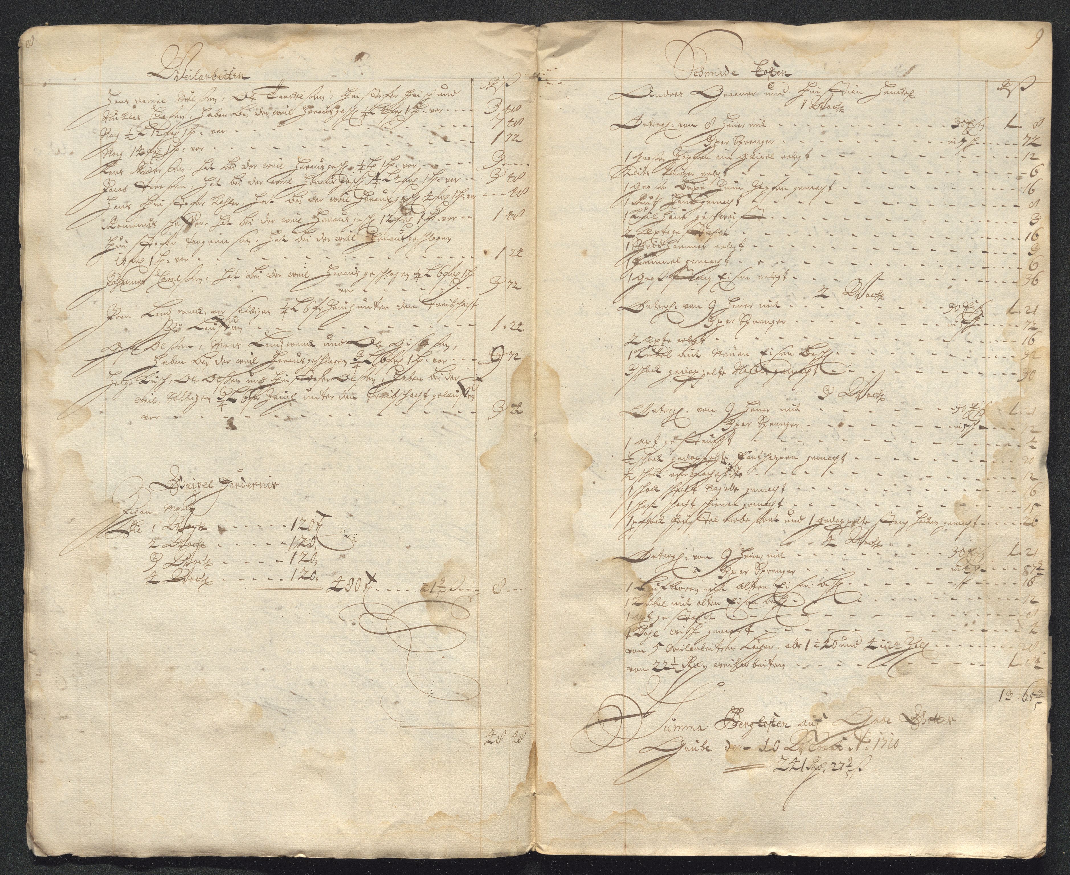 Kongsberg Sølvverk 1623-1816, AV/SAKO-EA-3135/001/D/Dc/Dcd/L0098: Utgiftsregnskap for gruver m.m. , 1710, p. 366