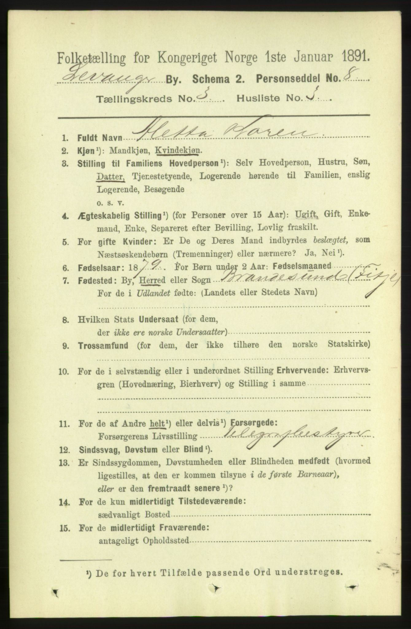 RA, 1891 census for 1701 Levanger, 1891, p. 972