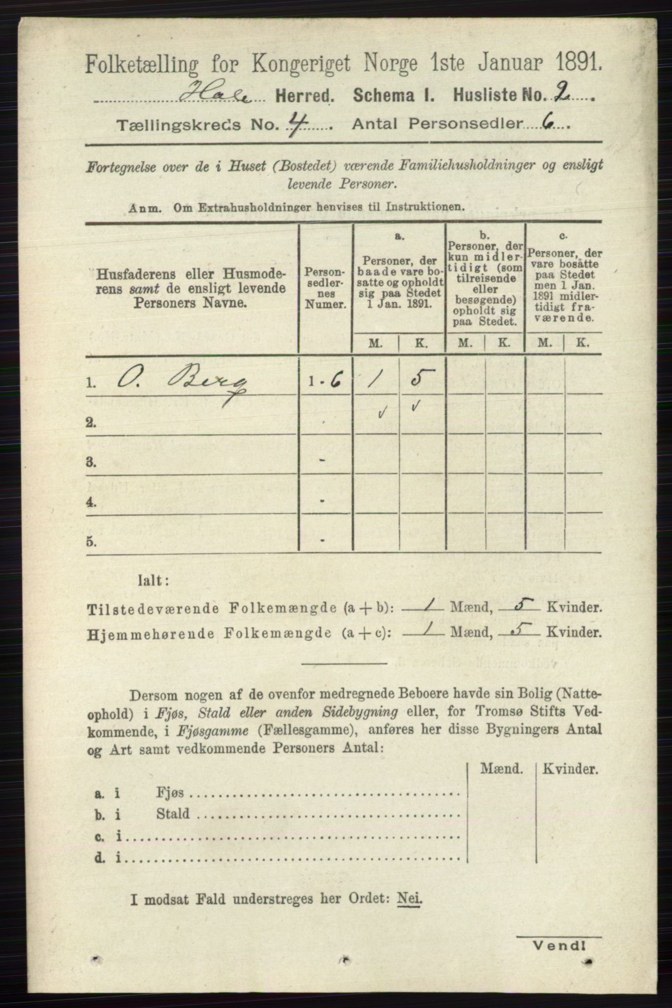 RA, 1891 census for 0612 Hole, 1891, p. 1733