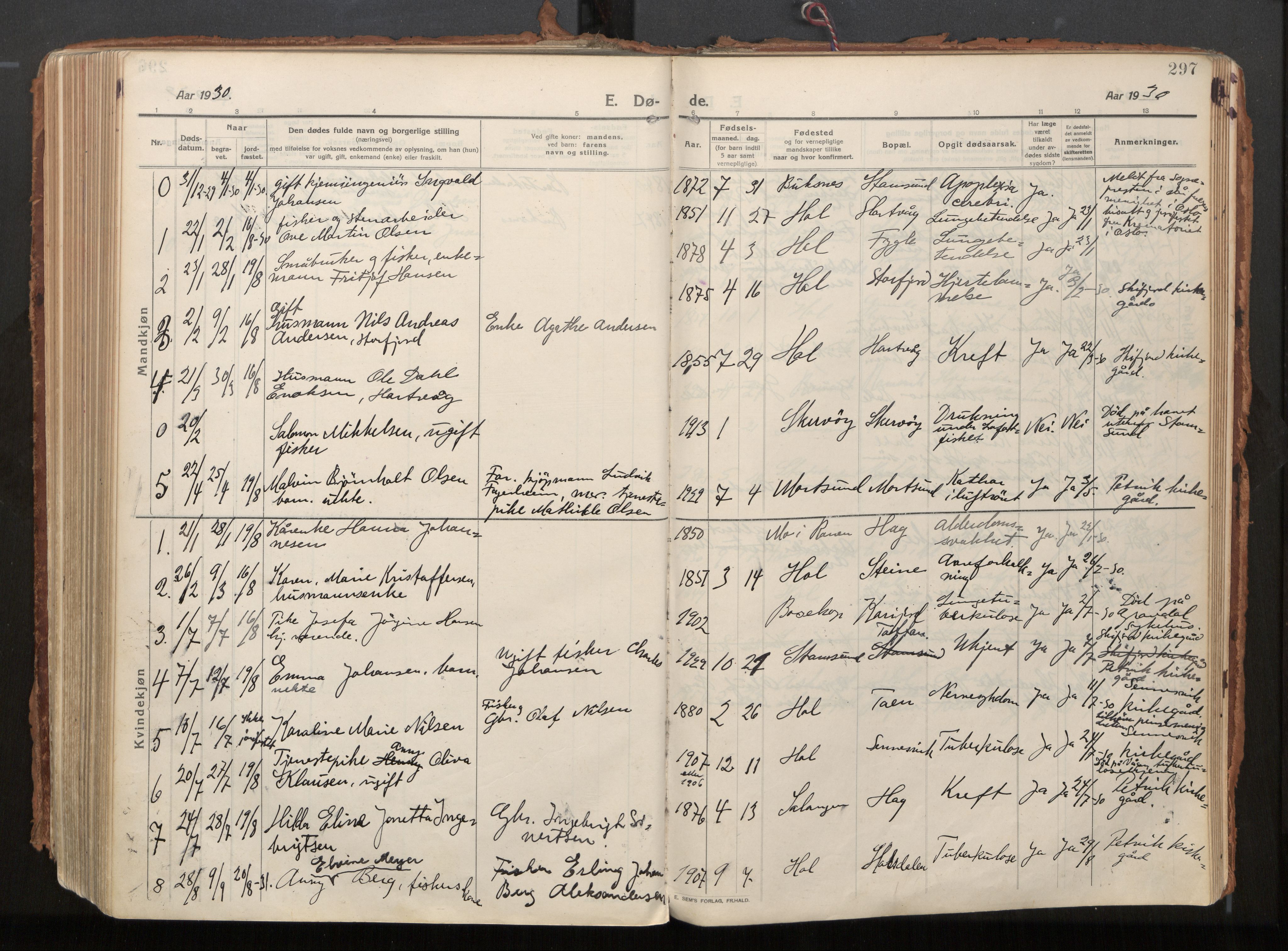 Ministerialprotokoller, klokkerbøker og fødselsregistre - Nordland, AV/SAT-A-1459/882/L1181: Parish register (official) no. 882A03, 1913-1937, p. 297