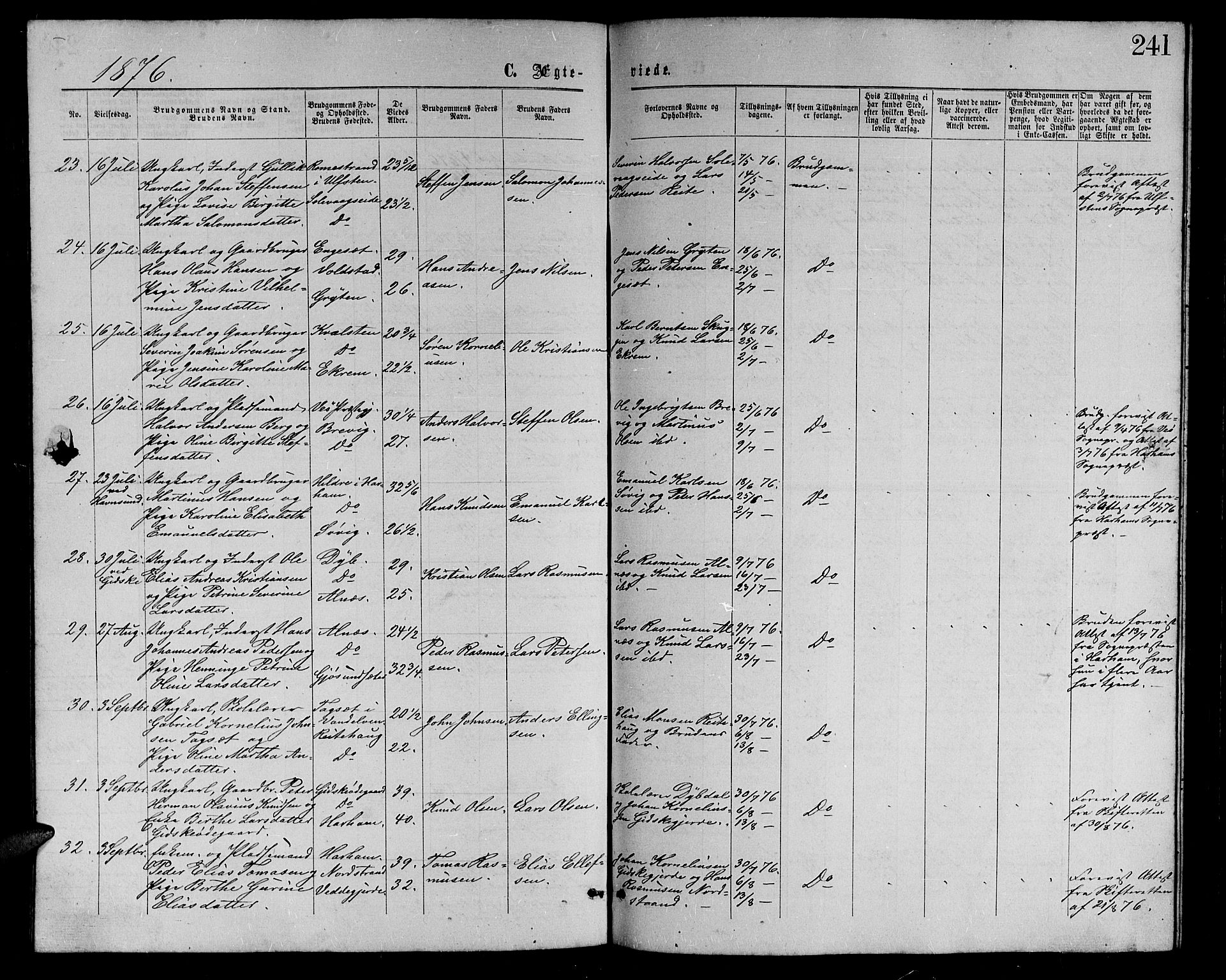 Ministerialprotokoller, klokkerbøker og fødselsregistre - Møre og Romsdal, AV/SAT-A-1454/528/L0428: Parish register (copy) no. 528C09, 1864-1880, p. 241