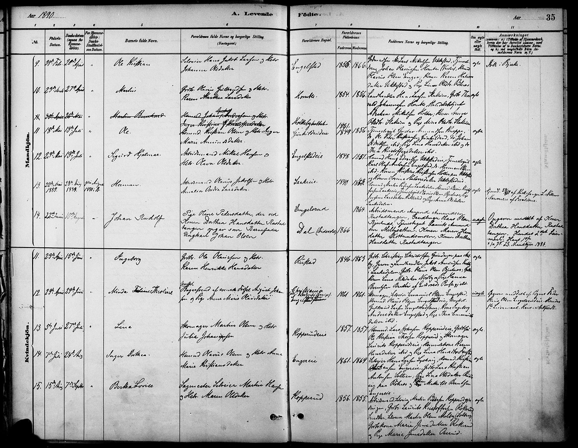 Nannestad prestekontor Kirkebøker, SAO/A-10414a/F/Fa/L0014: Parish register (official) no. I 14, 1881-1890, p. 35