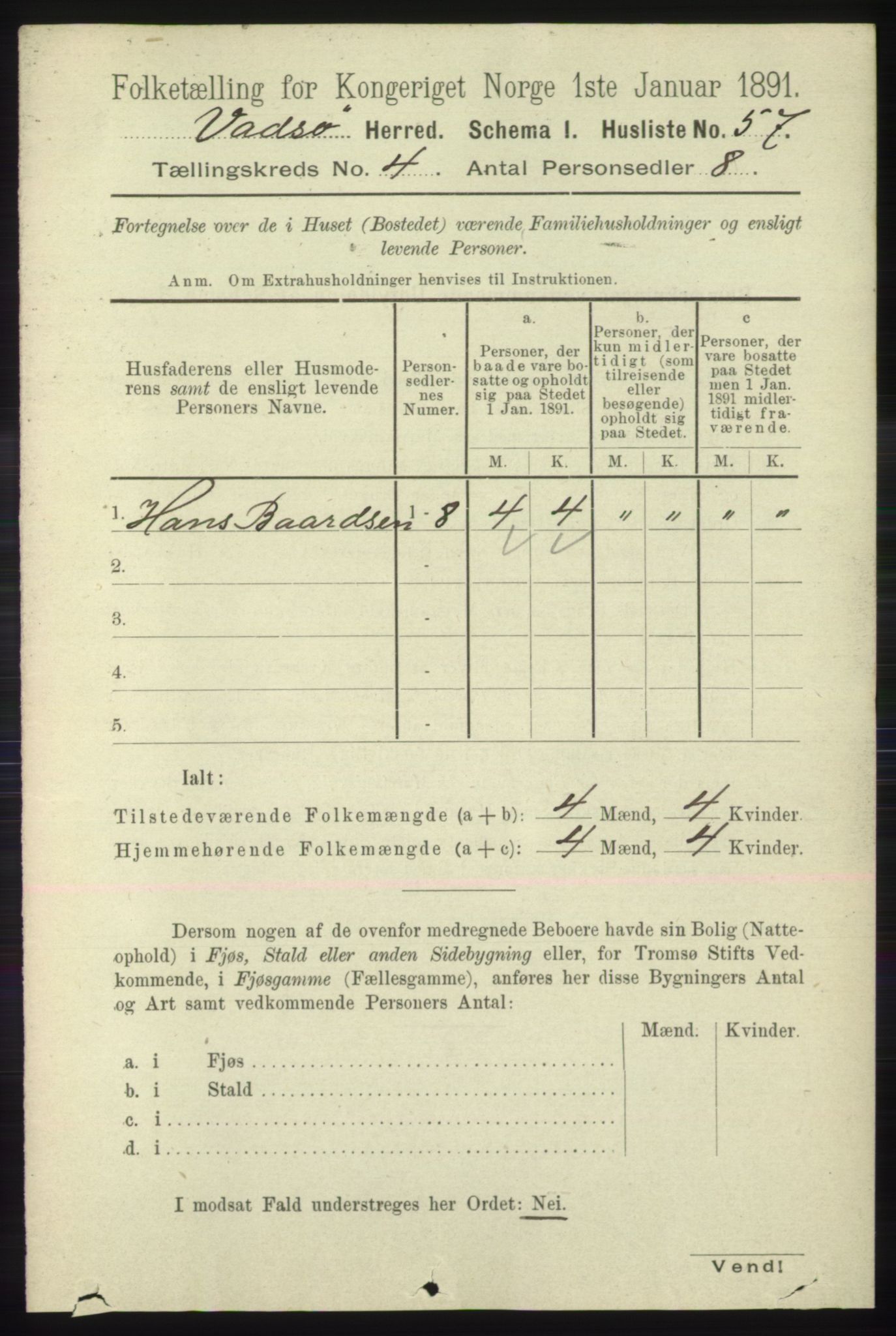 RA, 1891 census for 2029 Vadsø, 1891, p. 1200