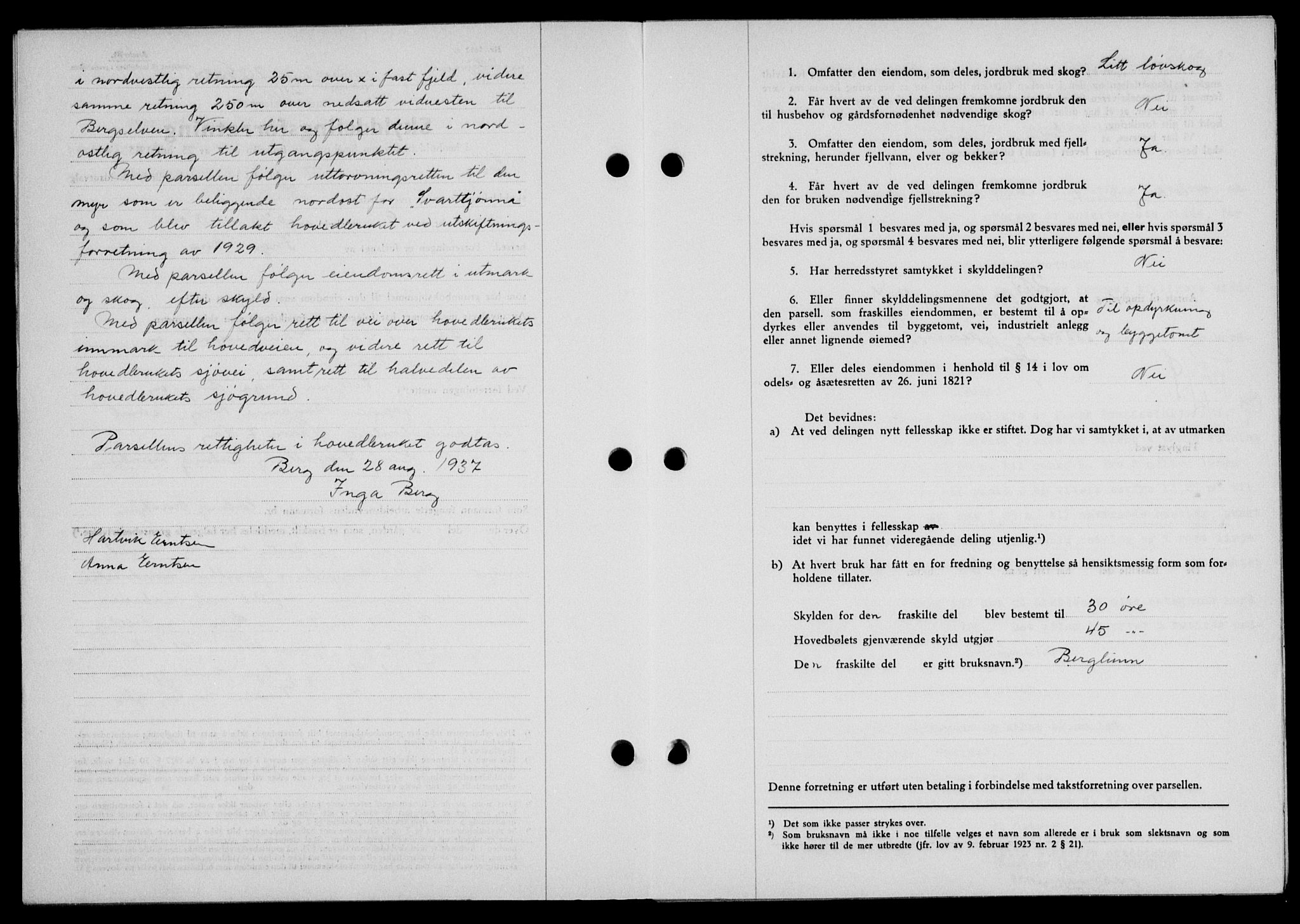 Lofoten sorenskriveri, SAT/A-0017/1/2/2C/L0003a: Mortgage book no. 3a, 1937-1938, Diary no: : 2125/1937