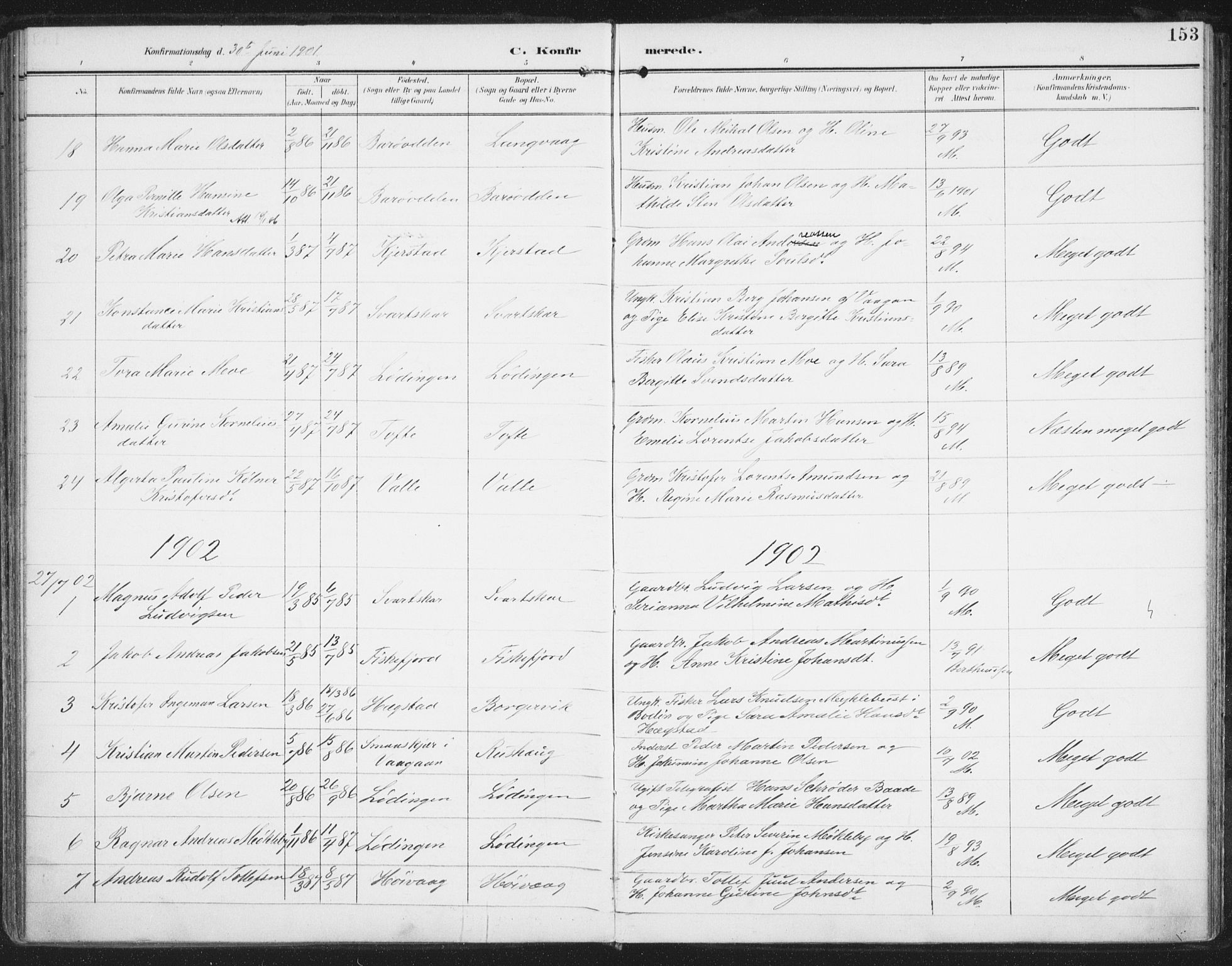 Ministerialprotokoller, klokkerbøker og fødselsregistre - Nordland, AV/SAT-A-1459/872/L1036: Parish register (official) no. 872A11, 1897-1913, p. 153