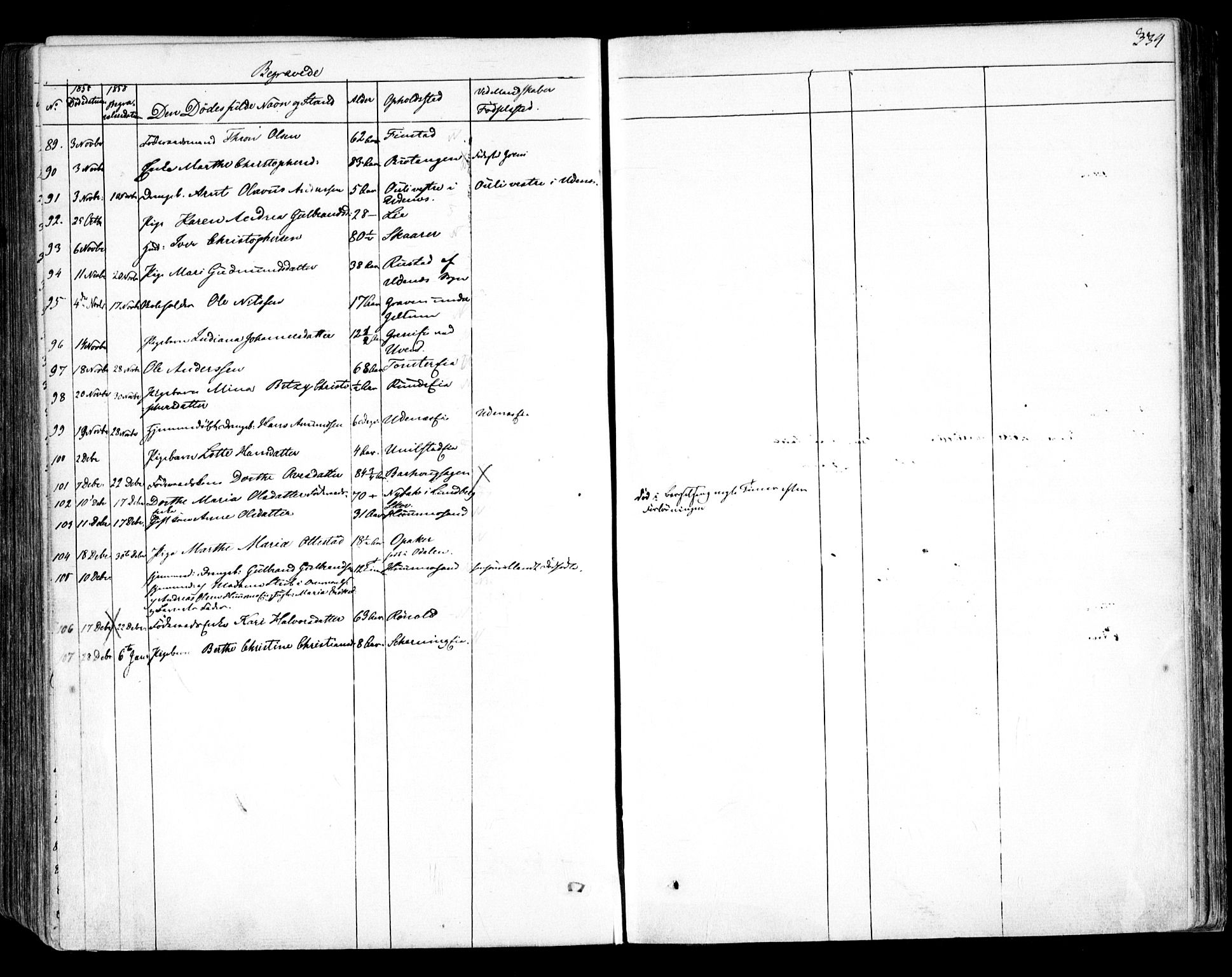 Nes prestekontor Kirkebøker, SAO/A-10410/F/Fa/L0007: Parish register (official) no. I 7, 1846-1858, p. 334