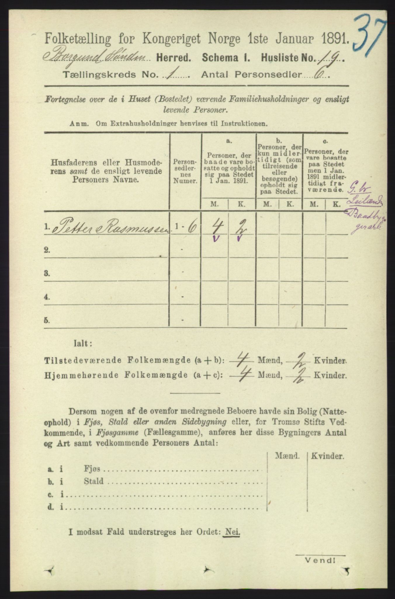 RA, 1891 census for 1531 Borgund, 1891, p. 79