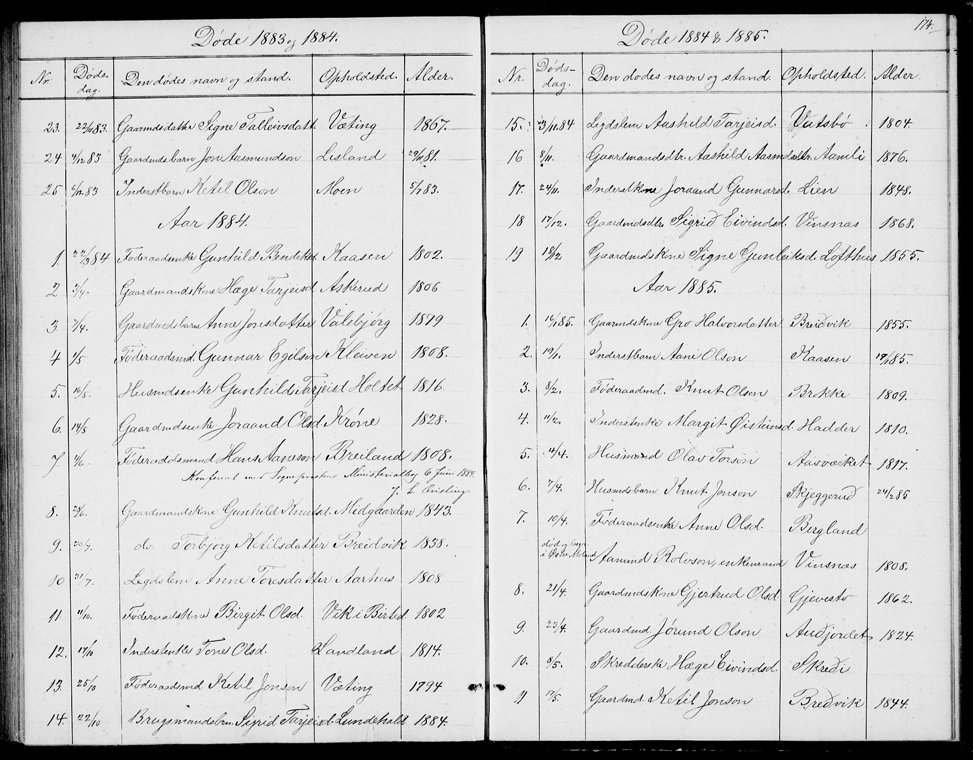 Fyresdal kirkebøker, SAKO/A-263/G/Ga/L0004: Parish register (copy) no. I 4, 1864-1892, p. 174
