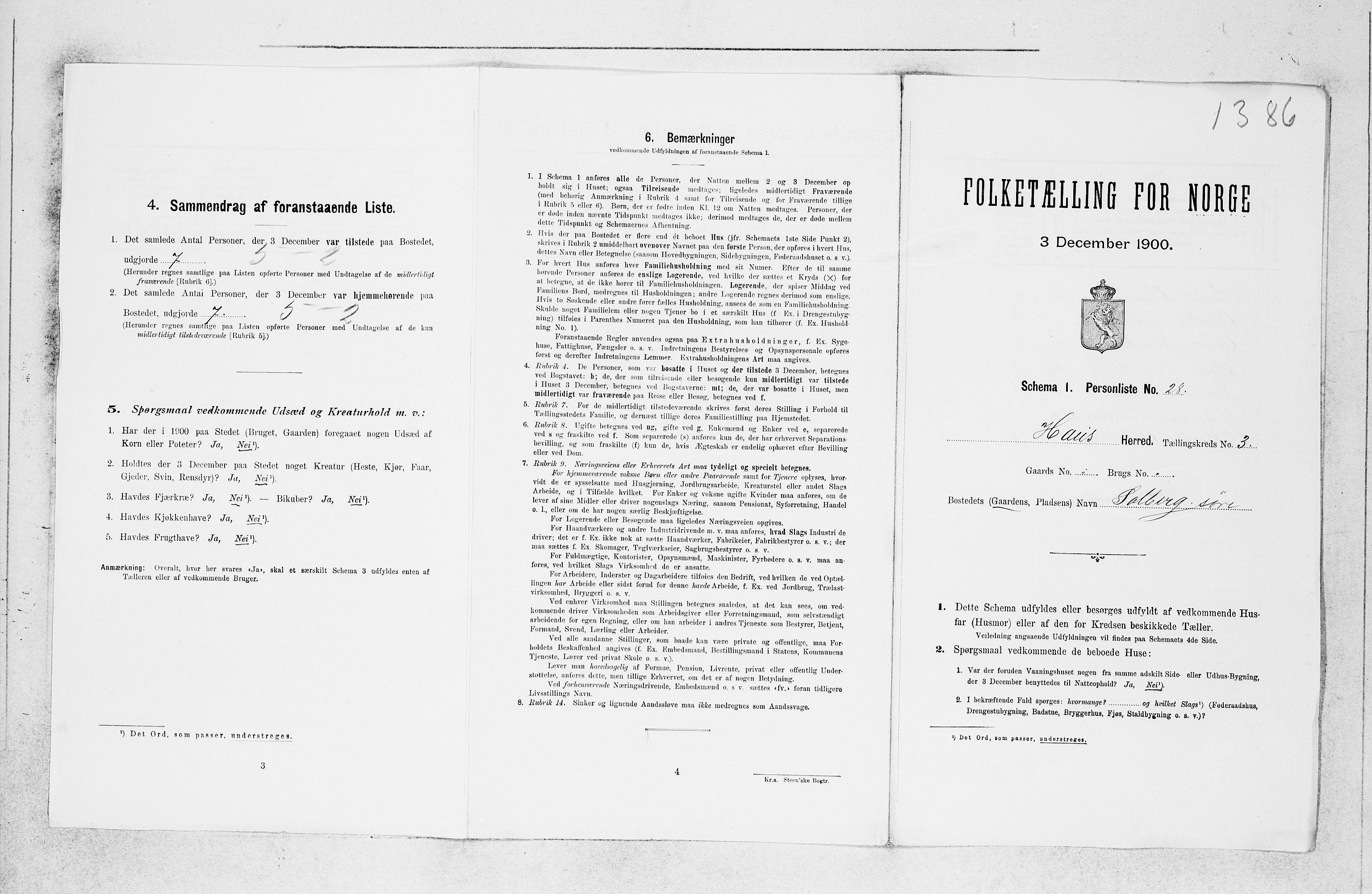 SAB, 1900 census for Haus, 1900, p. 411