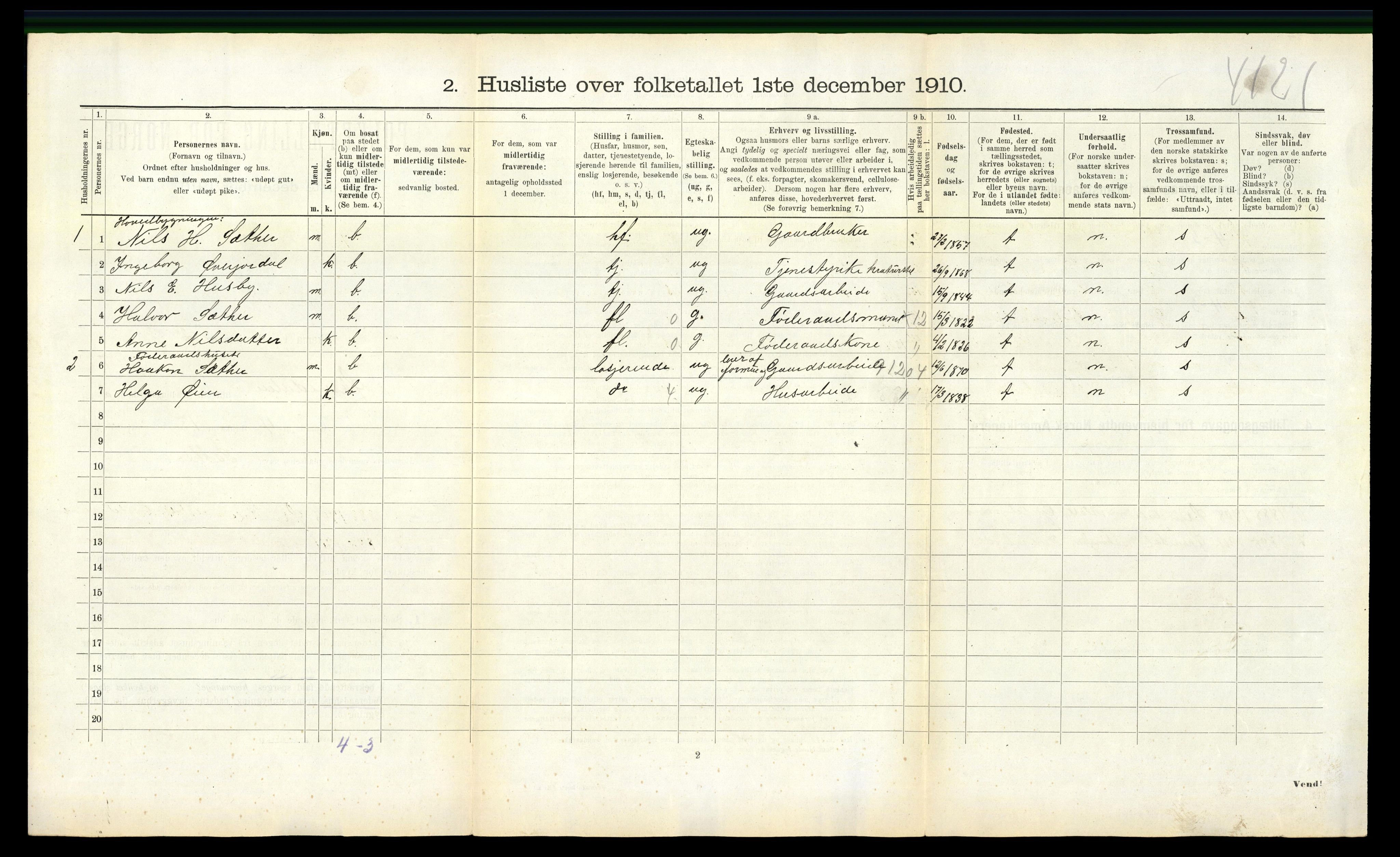 RA, 1910 census for Øksendal, 1910, p. 107