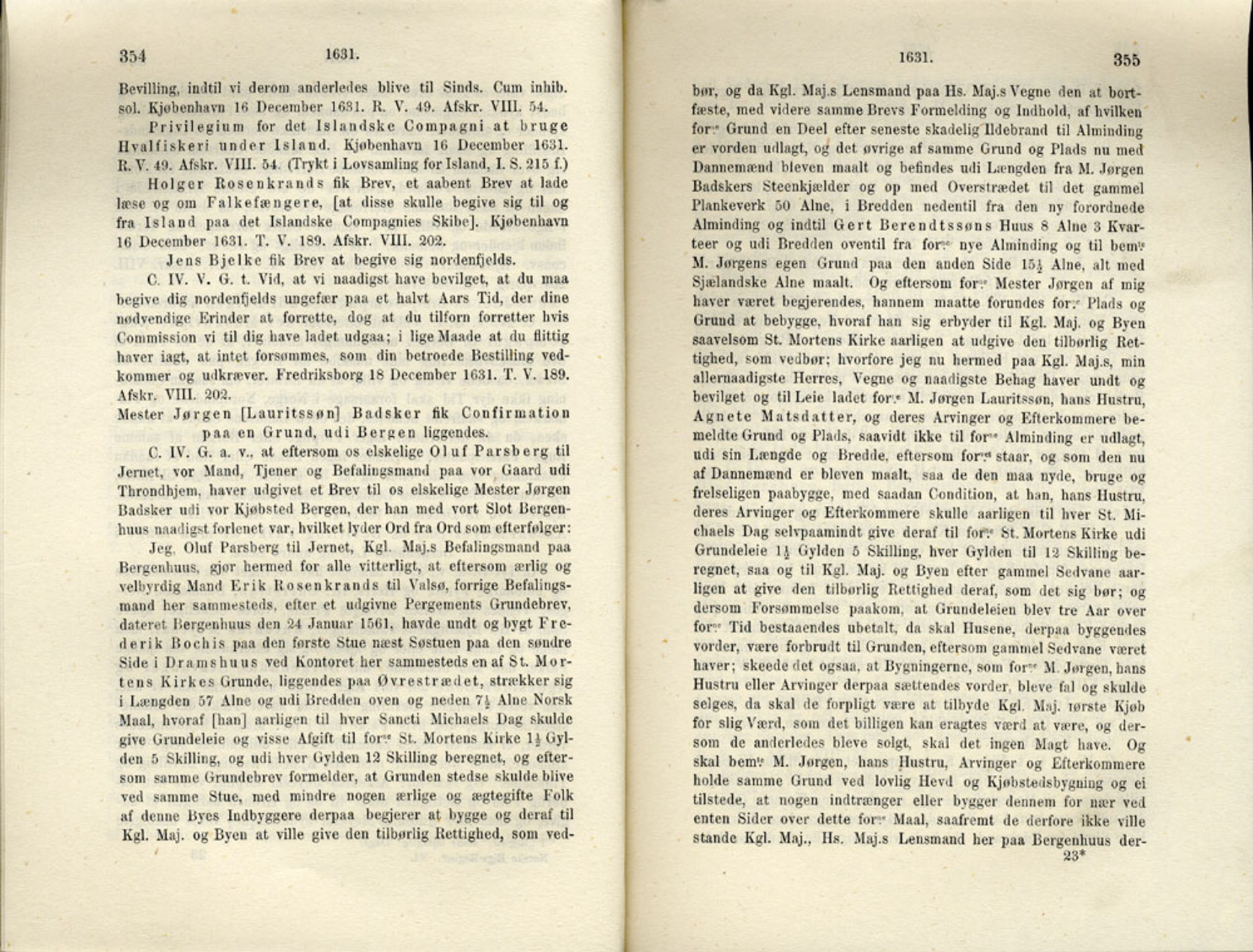 Publikasjoner utgitt av Det Norske Historiske Kildeskriftfond, PUBL/-/-/-: Norske Rigs-Registranter, bind 6, 1628-1634, p. 354-355