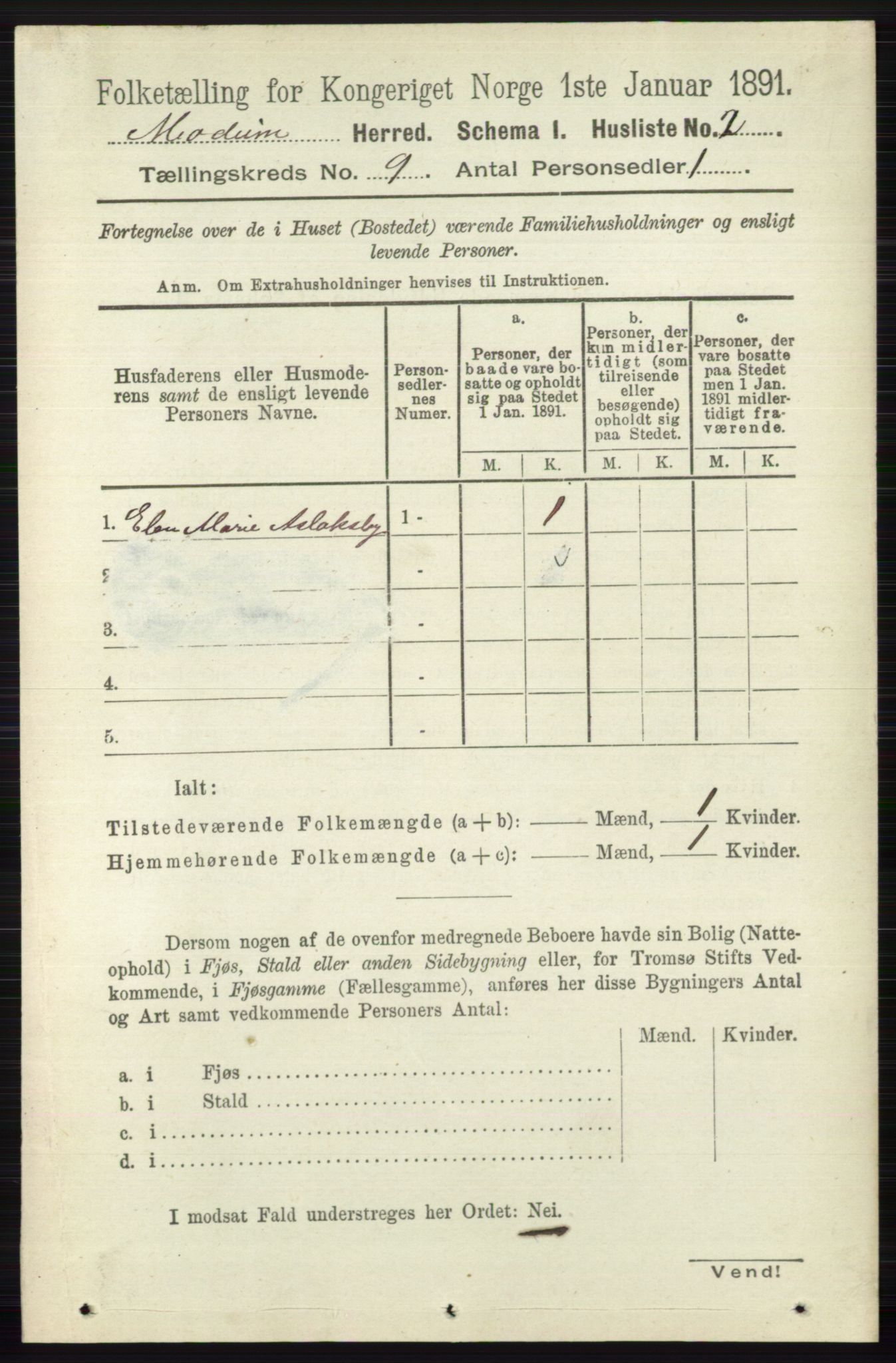 RA, 1891 census for 0623 Modum, 1891, p. 3360