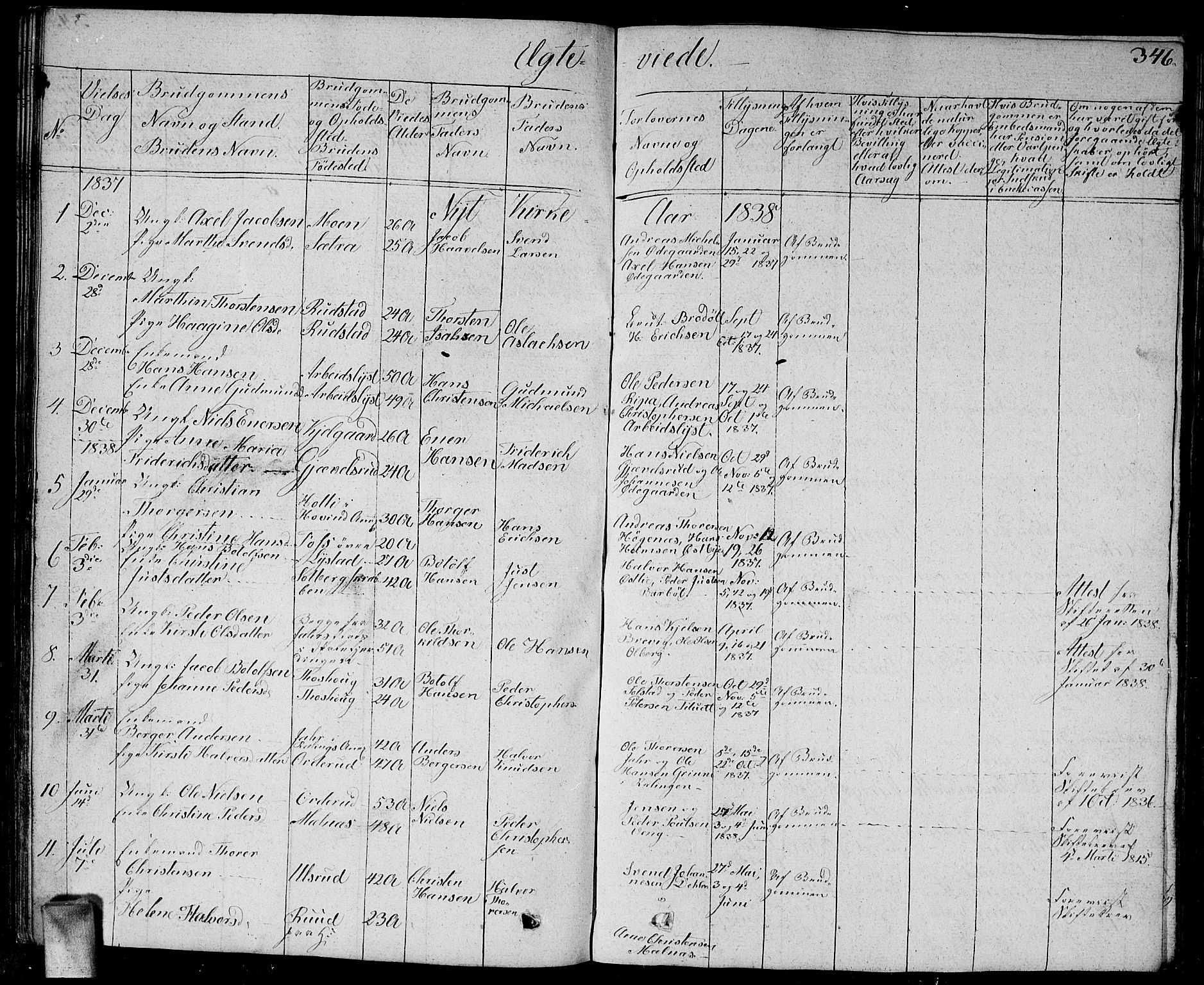 Enebakk prestekontor Kirkebøker, AV/SAO-A-10171c/G/Ga/L0003: Parish register (copy) no. I 3, 1833-1849, p. 346