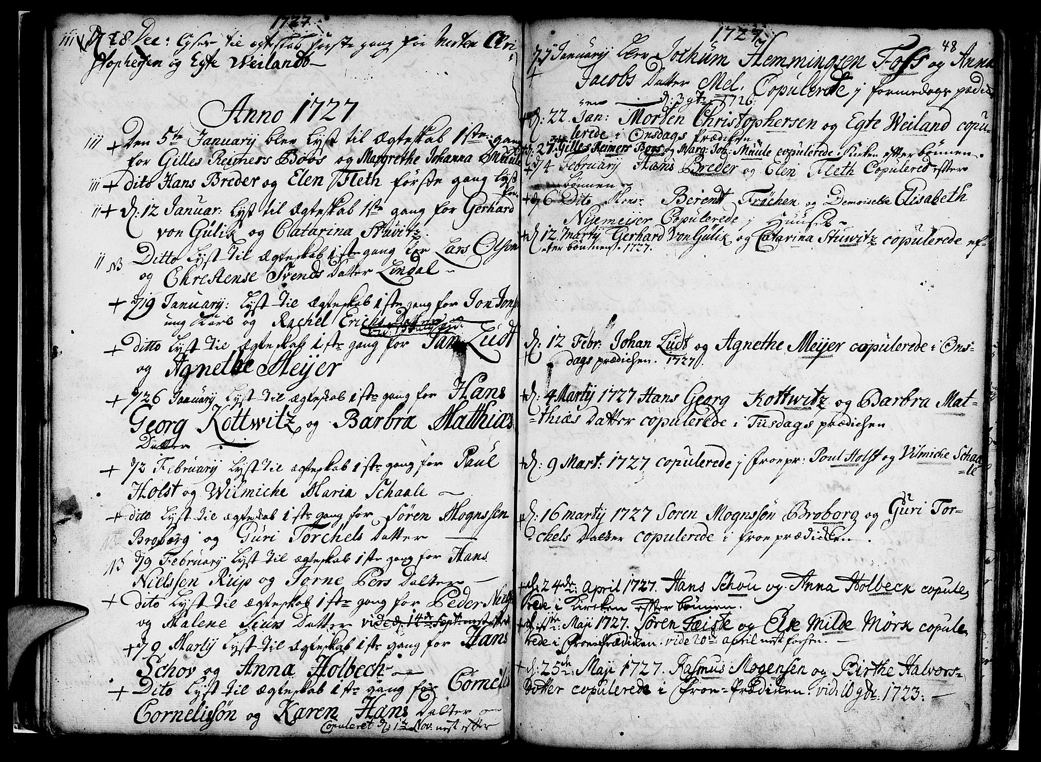 Nykirken Sokneprestembete, AV/SAB-A-77101/H/Haa/L0007: Parish register (official) no. A 7, 1719-1781, p. 48