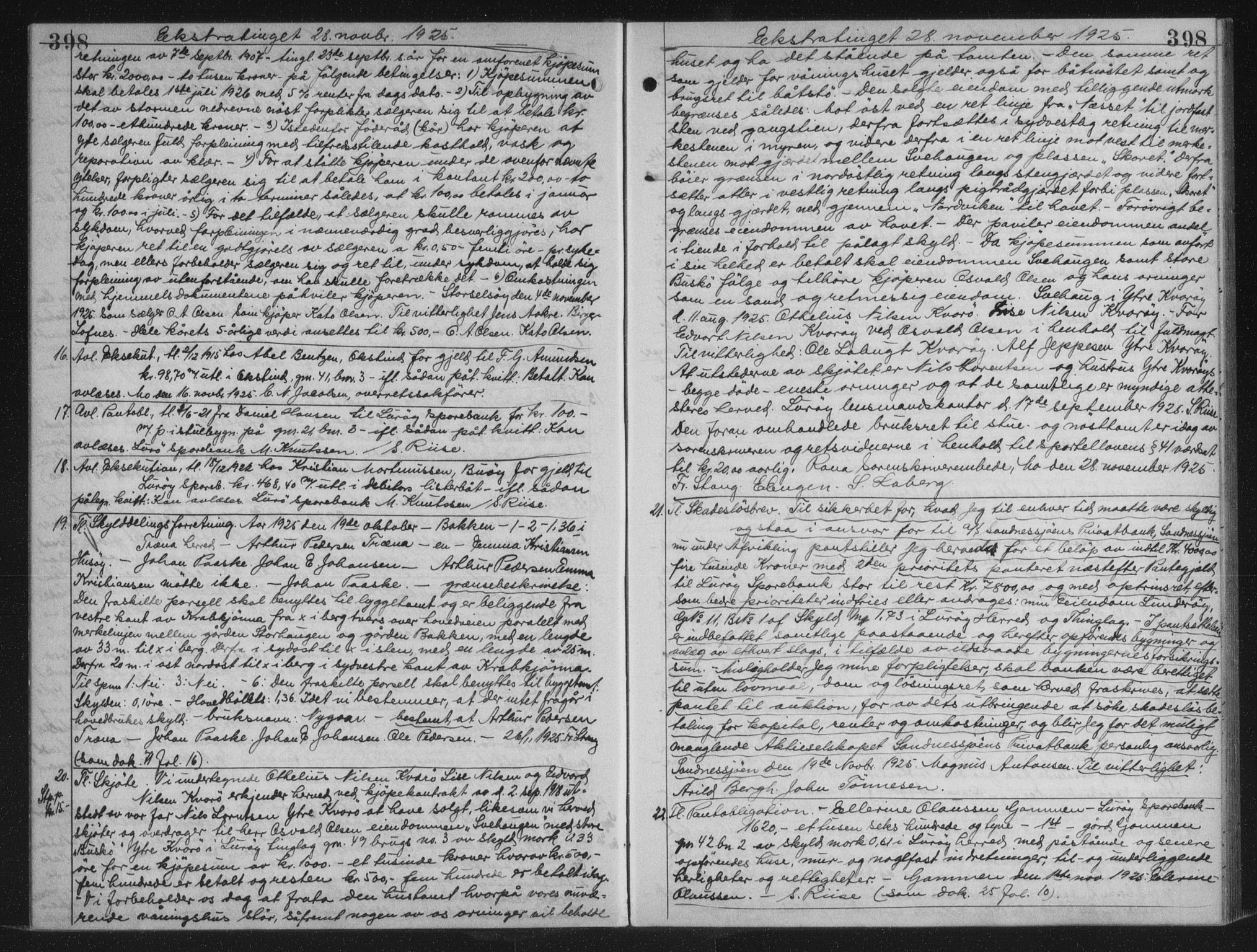 Rana sorenskriveri , AV/SAT-A-1108/1/2/2C/L0018: Mortgage book no. 18, 1923-1928, p. 398, Deed date: 28.11.1925