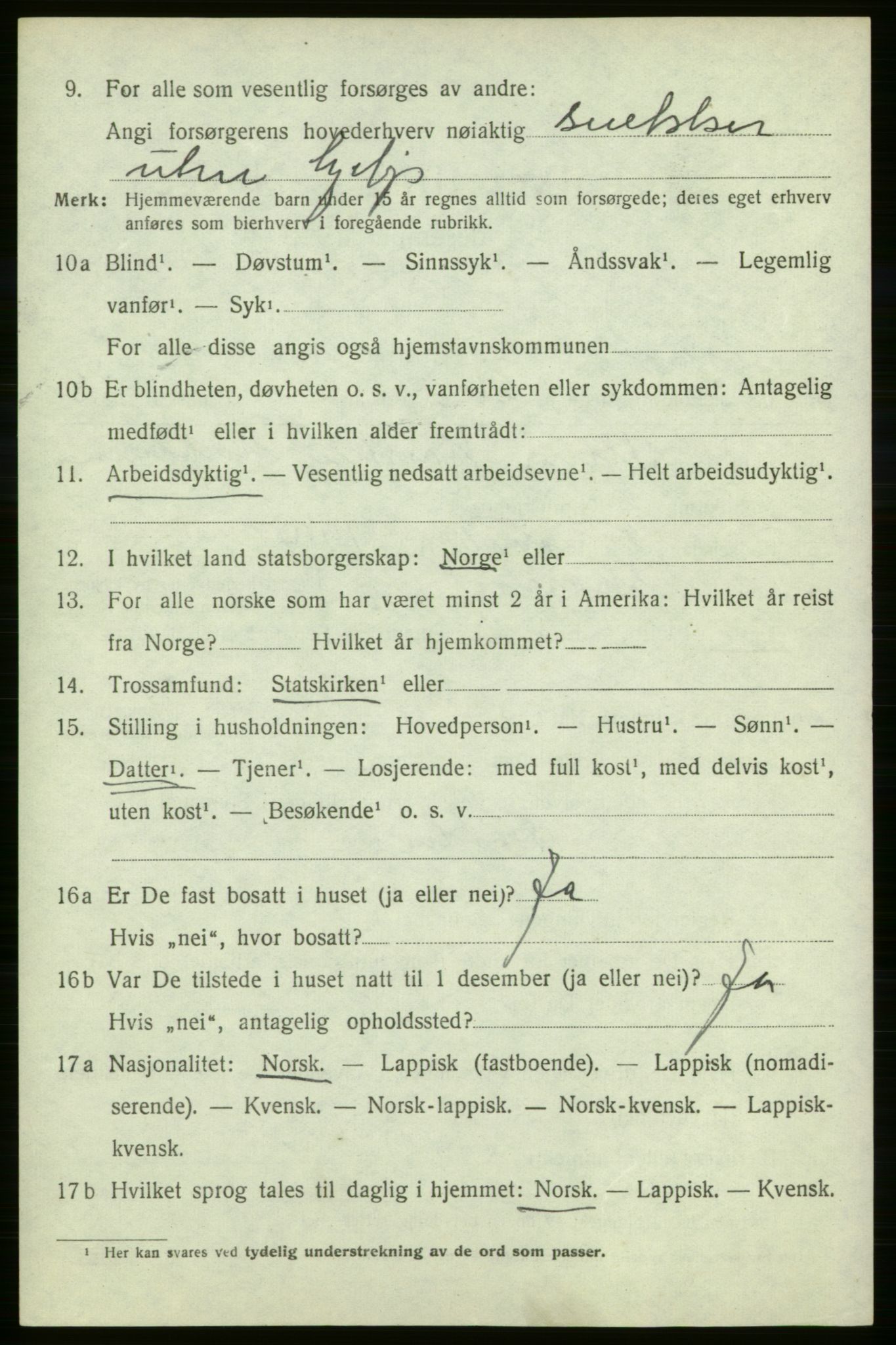 SATØ, 1920 census for Kjelvik, 1920, p. 2186