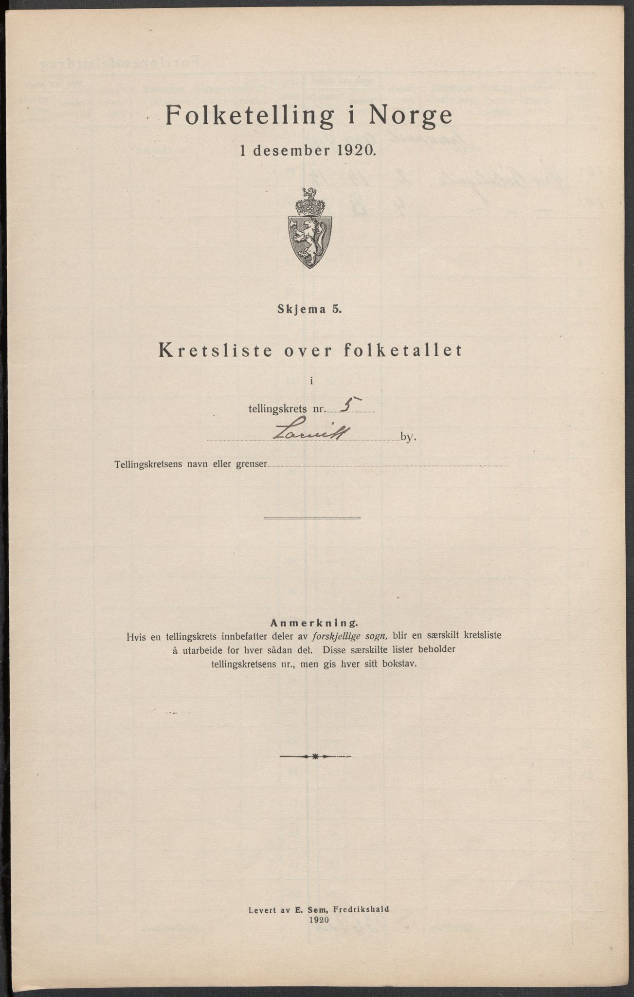 SAKO, 1920 census for Larvik, 1920, p. 28