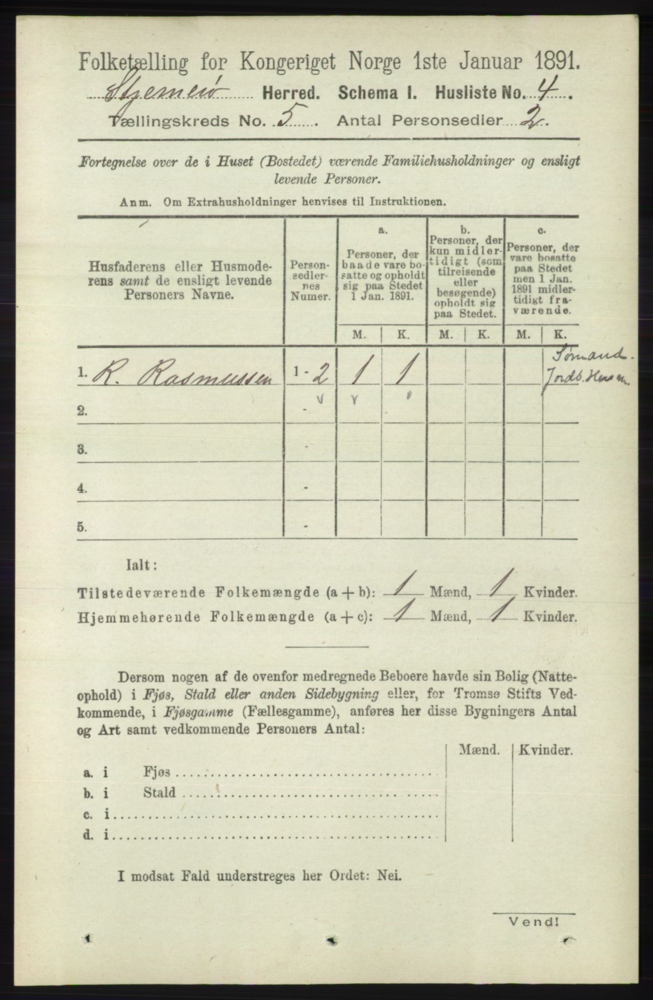 RA, 1891 census for 1140 Sjernarøy, 1891, p. 748