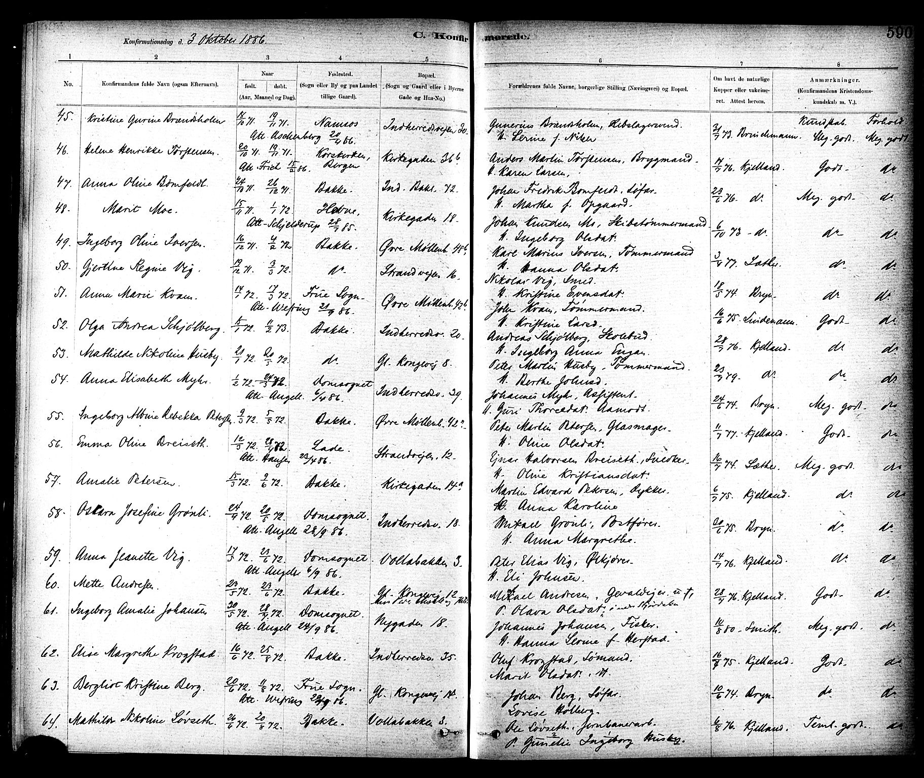 Ministerialprotokoller, klokkerbøker og fødselsregistre - Sør-Trøndelag, SAT/A-1456/604/L0188: Parish register (official) no. 604A09, 1878-1892, p. 590