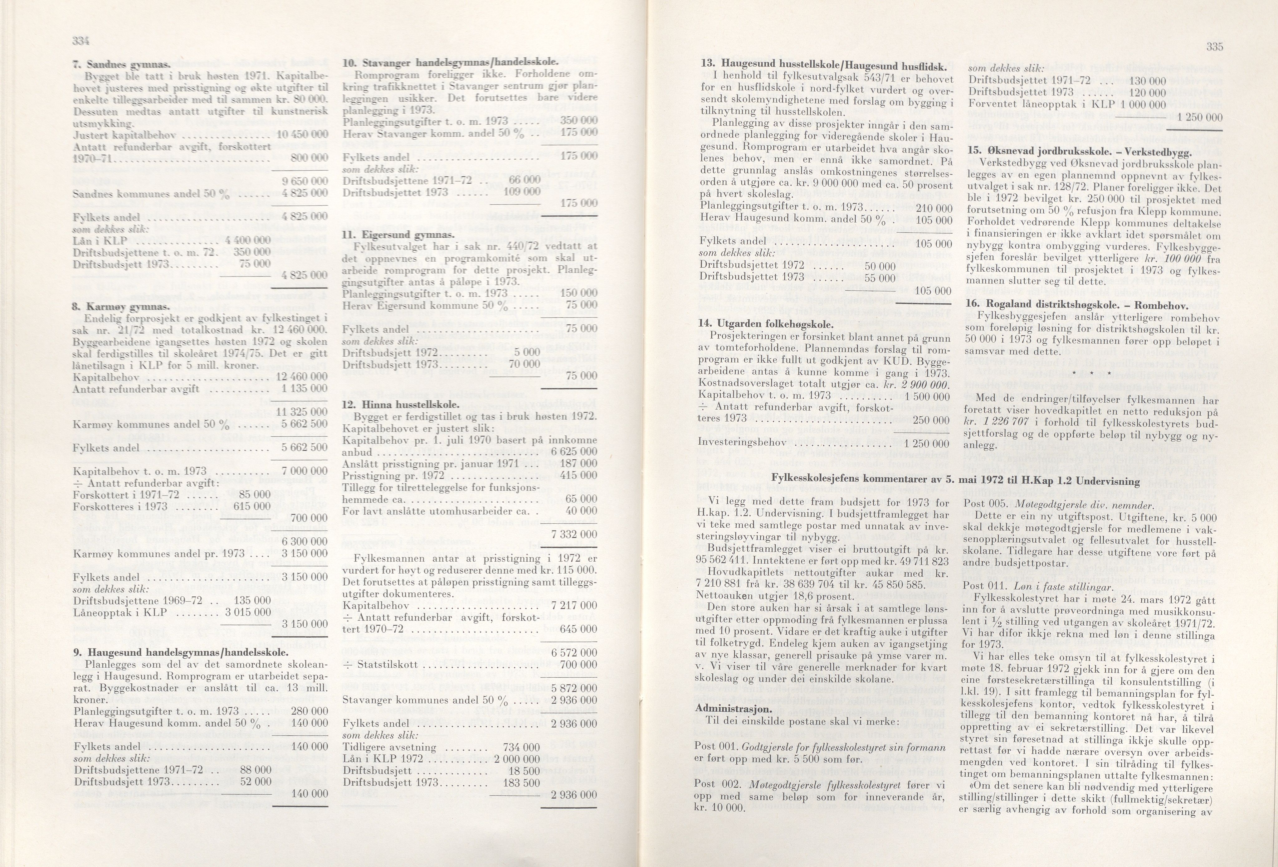 Rogaland fylkeskommune - Fylkesrådmannen , IKAR/A-900/A/Aa/Aaa/L0092: Møtebok , 1972, p. 334-335