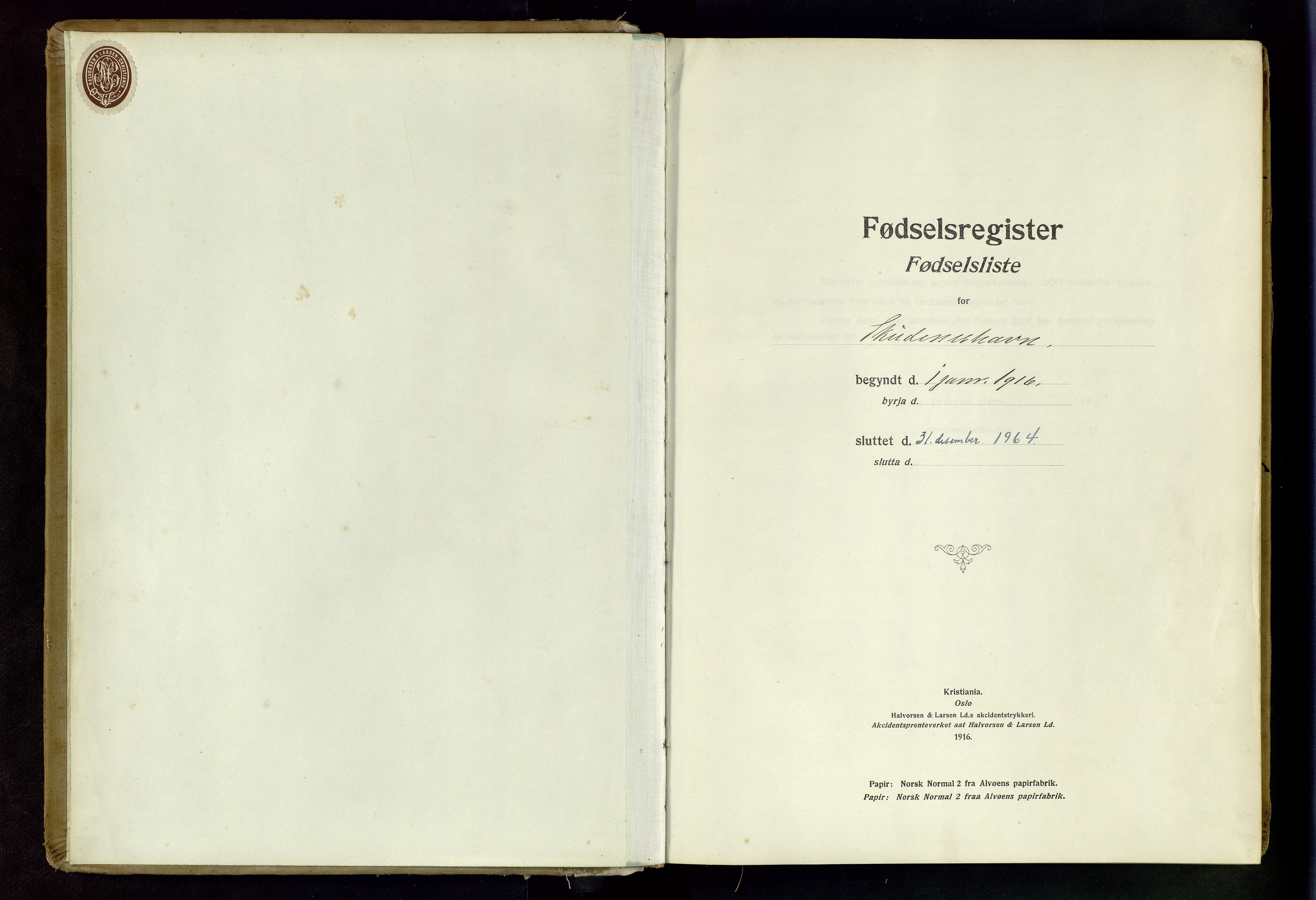 Skudenes sokneprestkontor, AV/SAST-A -101849/I/Id/L0003: Birth register no. 3, 1916-1964