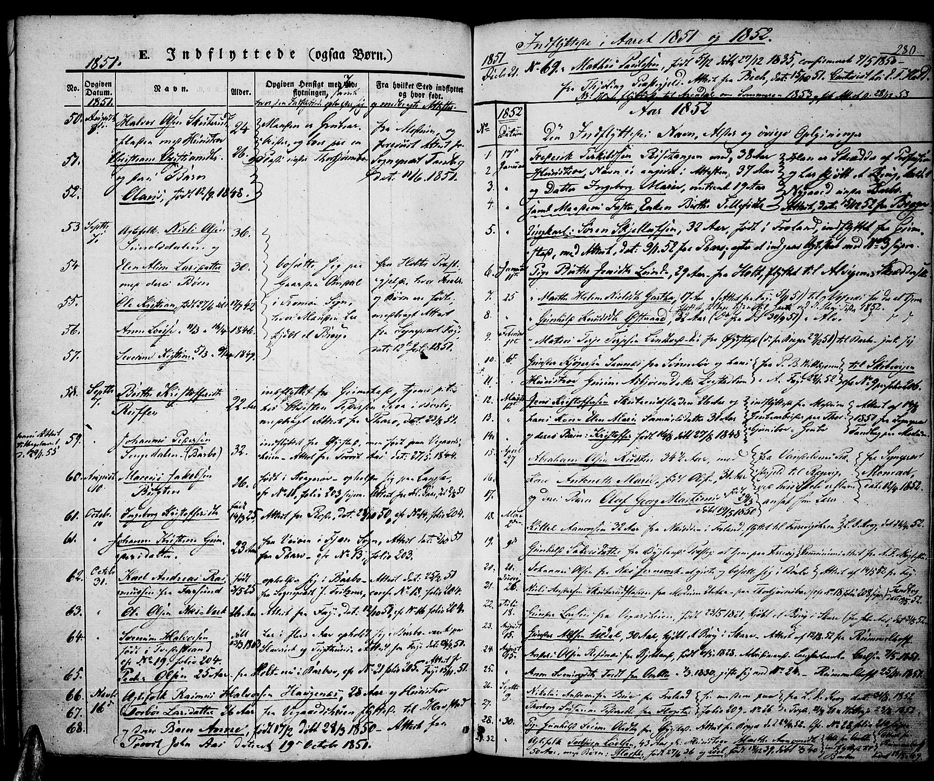 Tromøy sokneprestkontor, SAK/1111-0041/F/Fa/L0005: Parish register (official) no. A 5, 1847-1856, p. 280