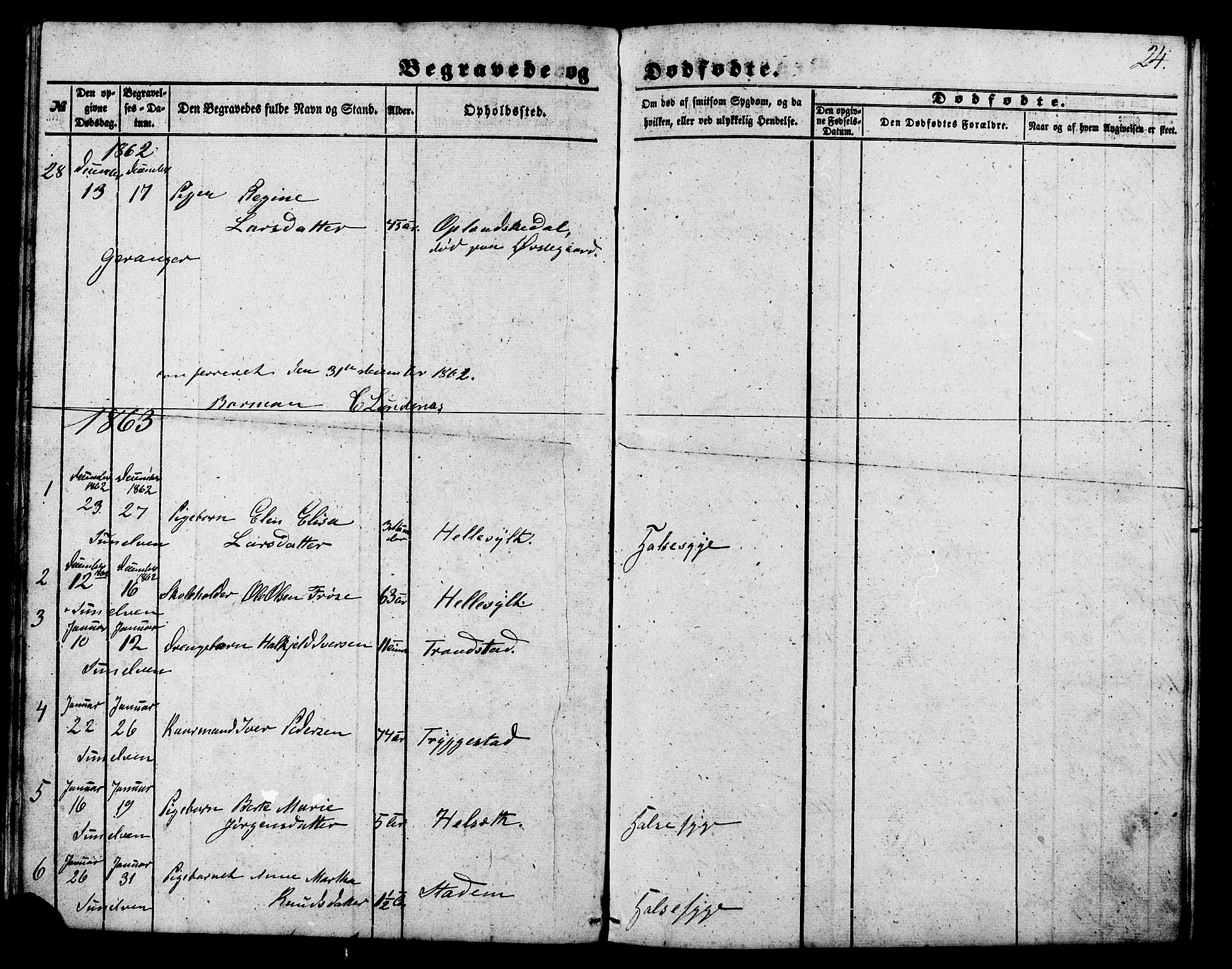Ministerialprotokoller, klokkerbøker og fødselsregistre - Møre og Romsdal, SAT/A-1454/517/L0223: Parish register (official) no. 517A03, 1850-1870, p. 24
