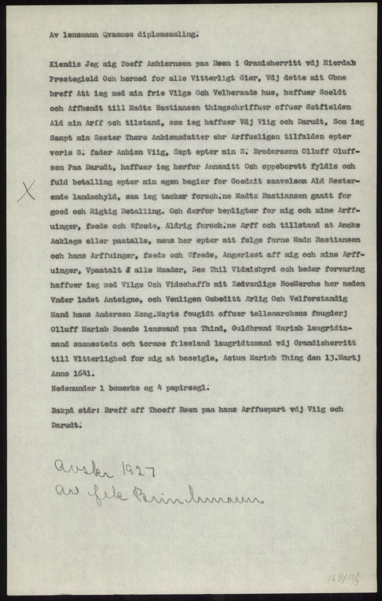 Samlinger til kildeutgivelse, Diplomavskriftsamlingen, AV/RA-EA-4053/H/Ha, p. 3247