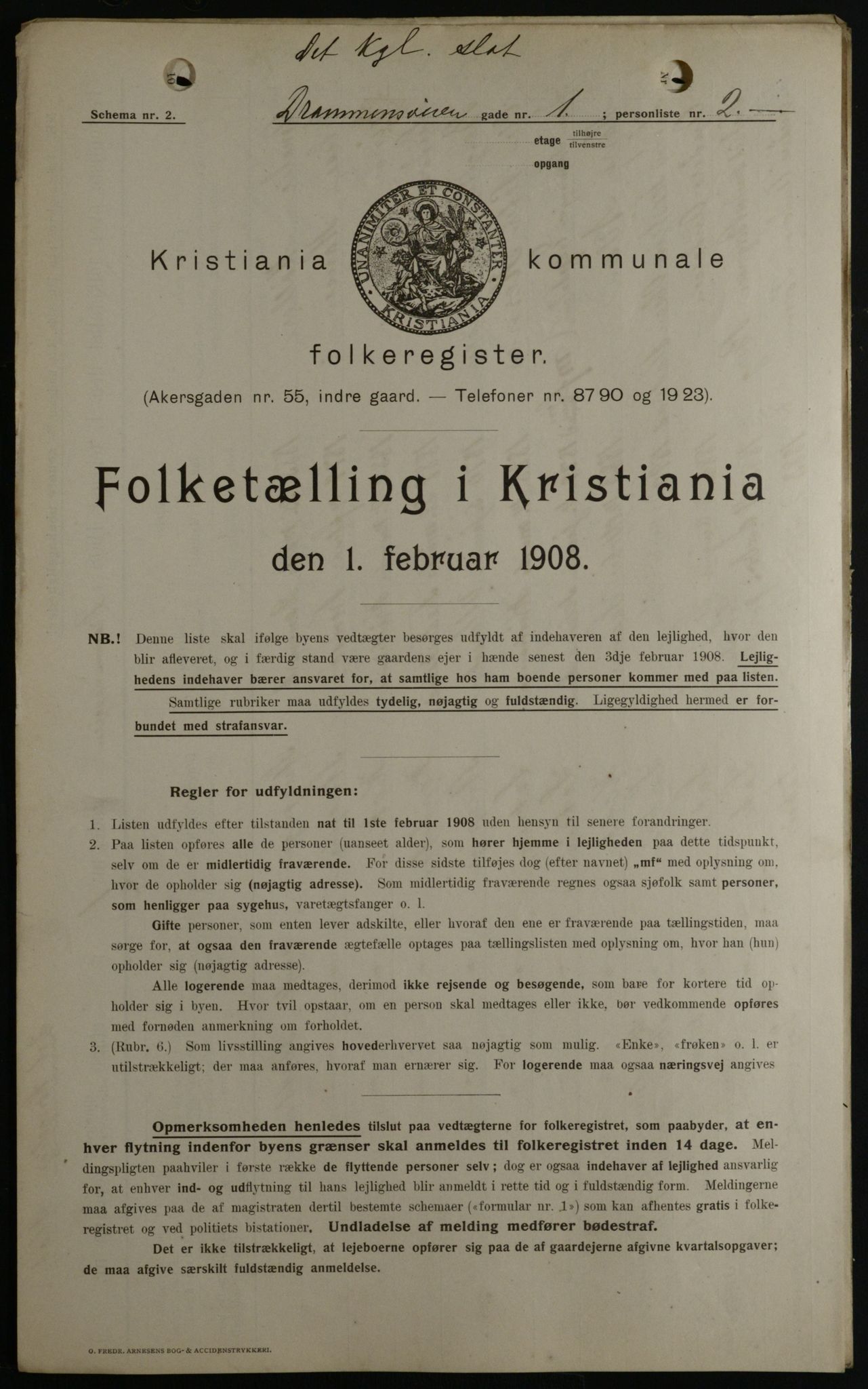 OBA, Municipal Census 1908 for Kristiania, 1908, p. 15074