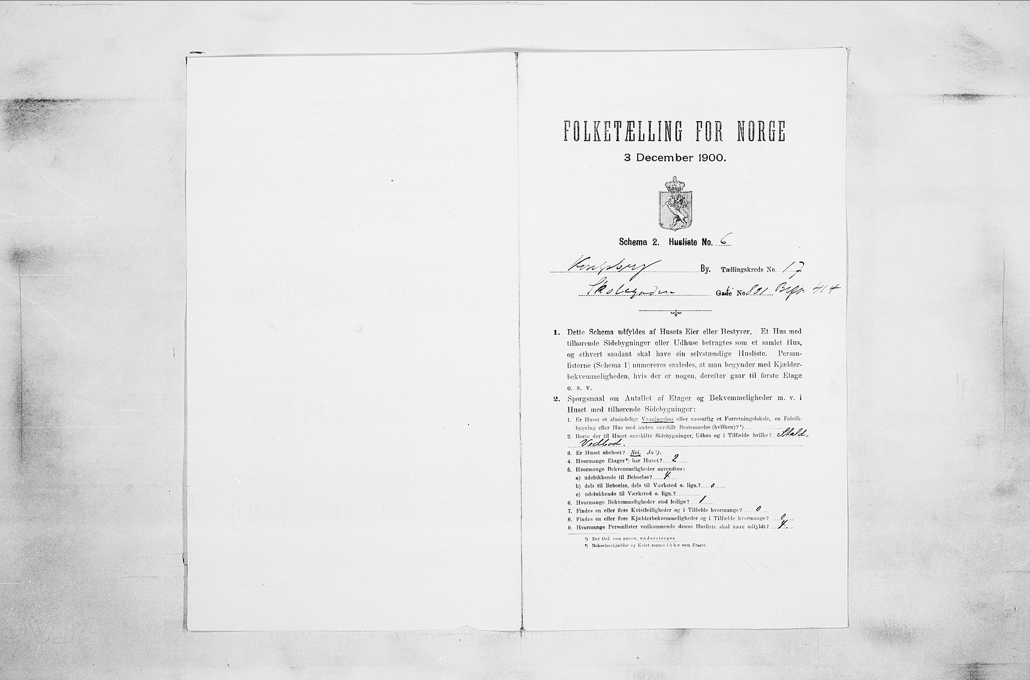 RA, 1900 census for Kongsberg, 1900, p. 3368