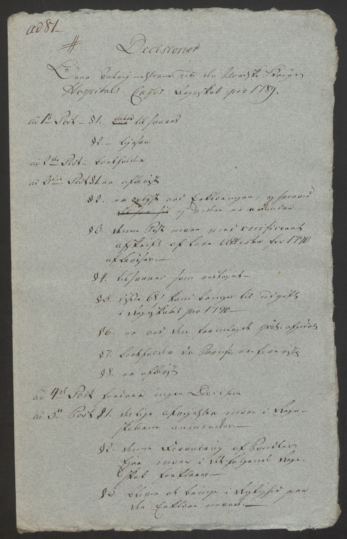 Forsvaret, Den norske kvesthuskasse/krigshospitalkasse, AV/RA-RAFA-1887/F/Fa/L0008: Konsepter, 1790-1793, p. 503