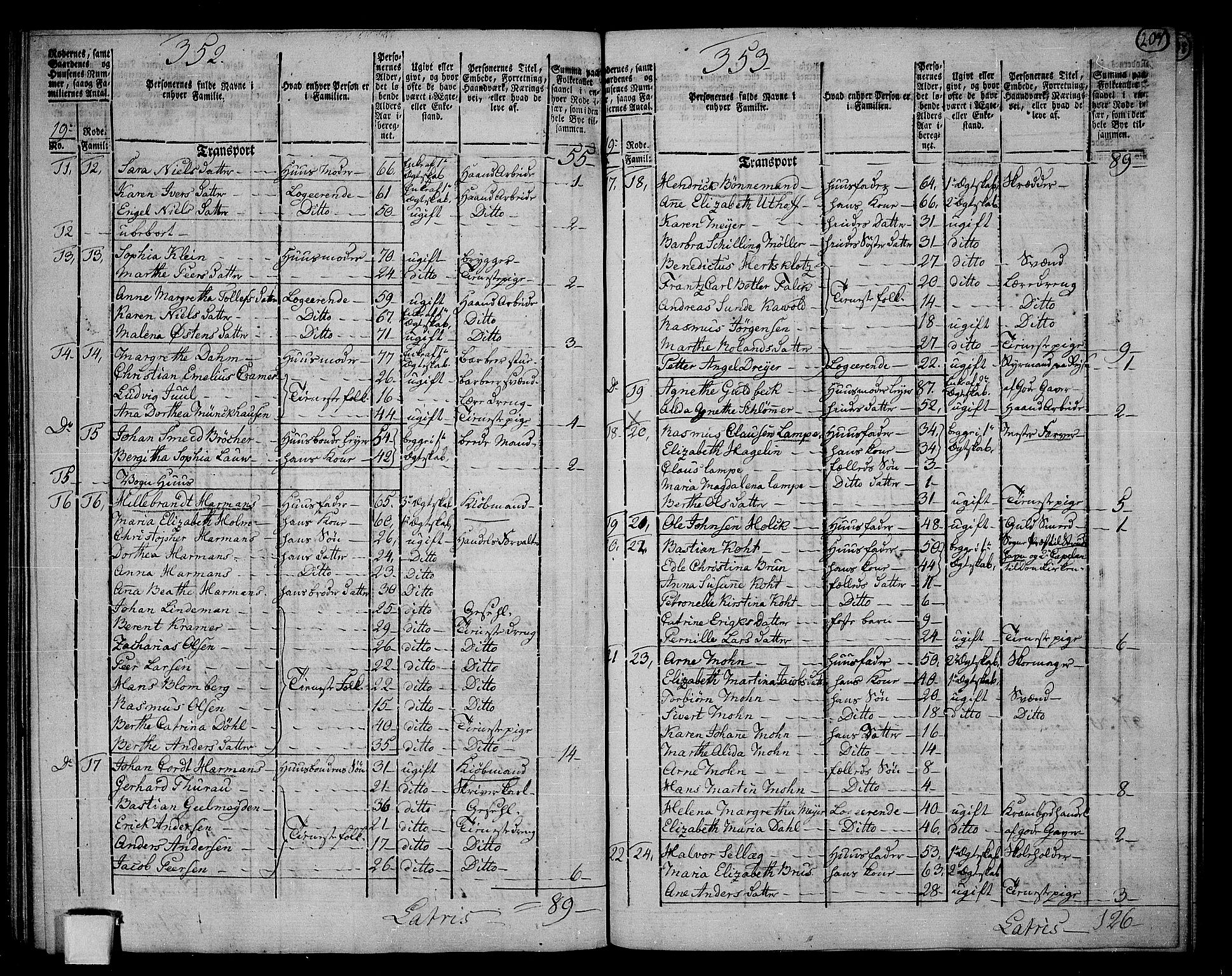 RA, 1801 census for 1301 Bergen, 1801, p. 206b-207a