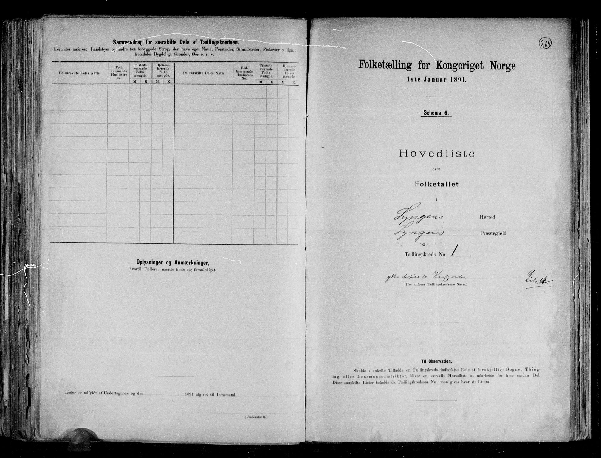 RA, 1891 census for 1938 Lyngen, 1891, p. 6