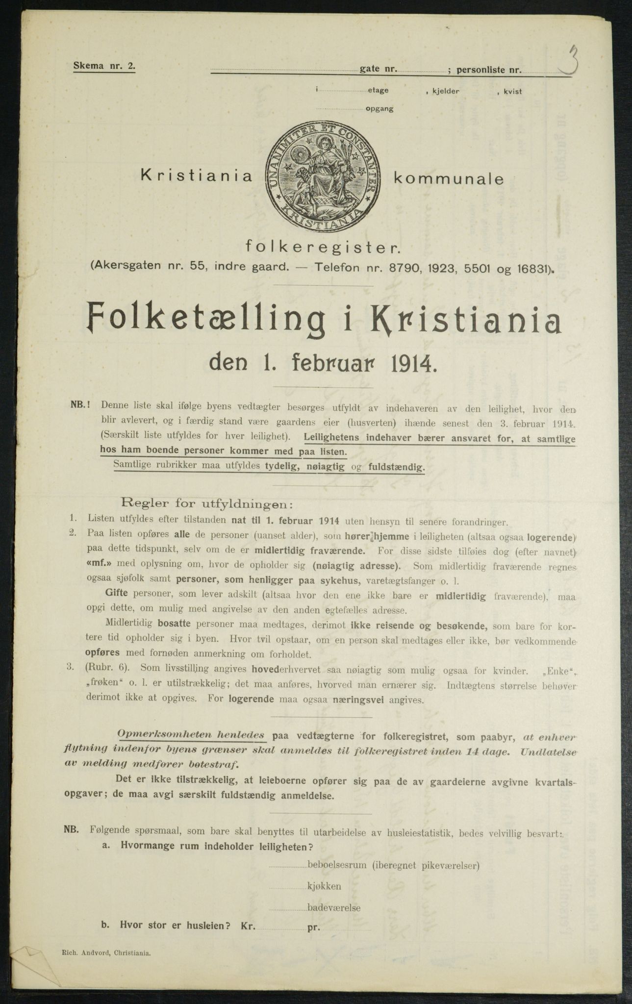 OBA, Municipal Census 1914 for Kristiania, 1914, p. 3334