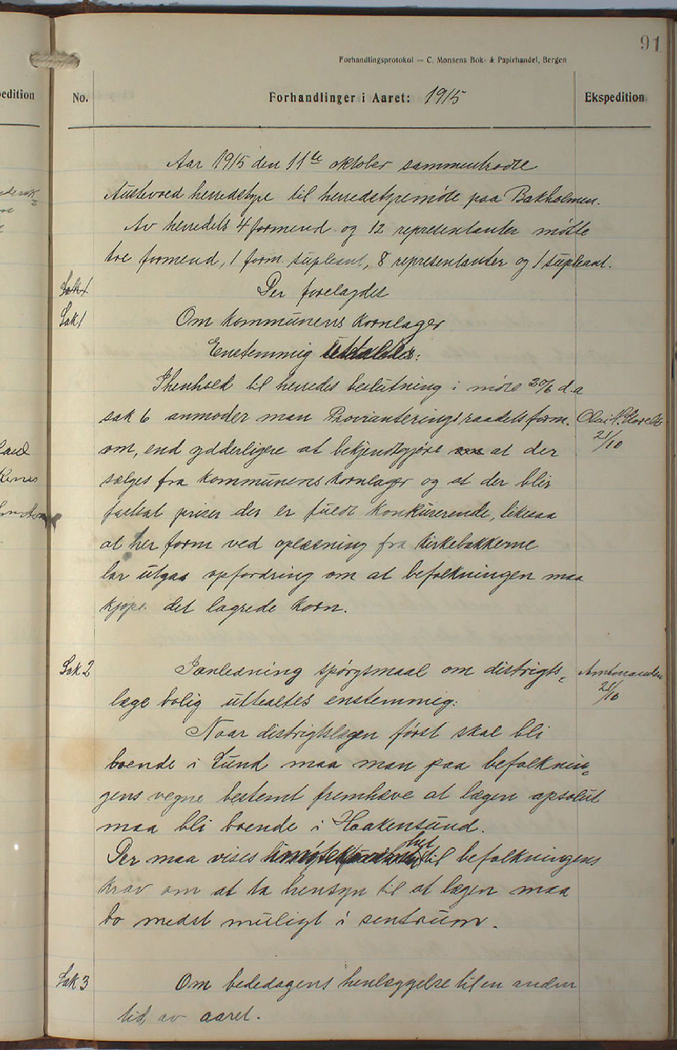 Austevoll kommune. Formannskapet, IKAH/1244-021/A/Aa/L0002b: Møtebok for heradstyret, 1910-1919, p. 183