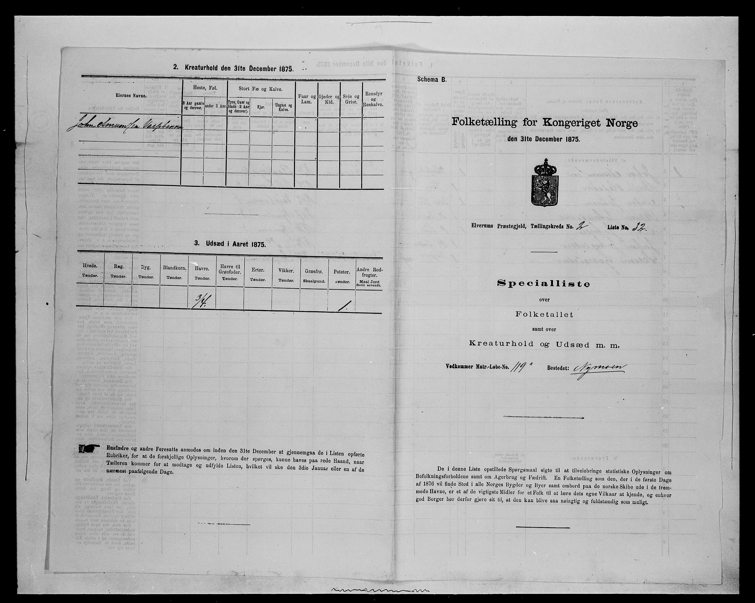 SAH, 1875 census for 0427P Elverum, 1875, p. 559