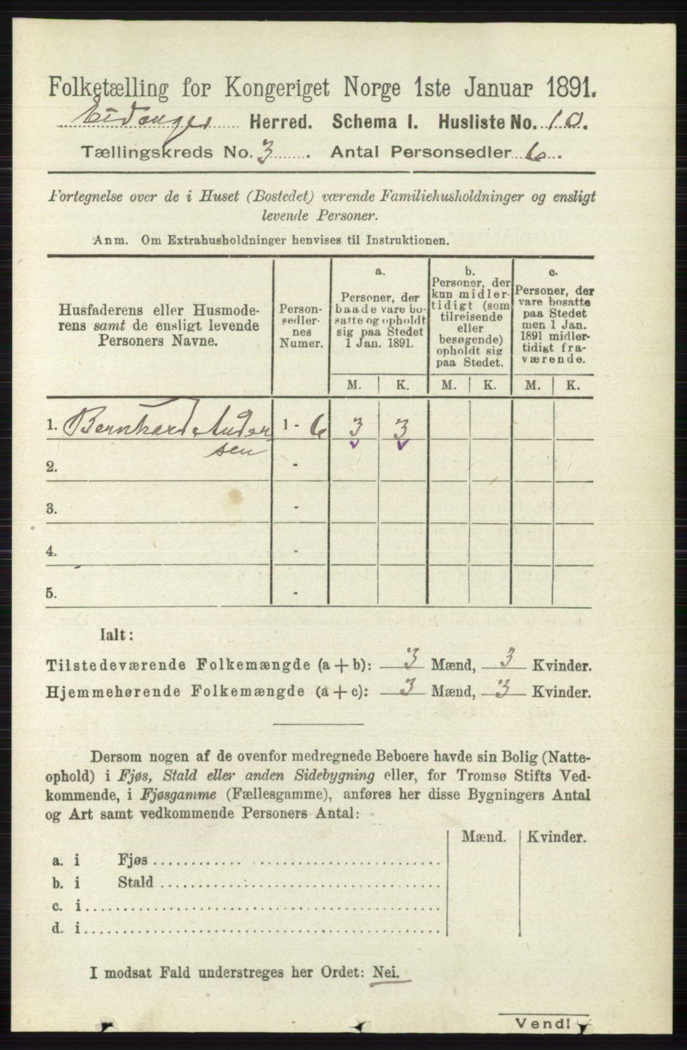 RA, 1891 census for 0813 Eidanger, 1891, p. 1457