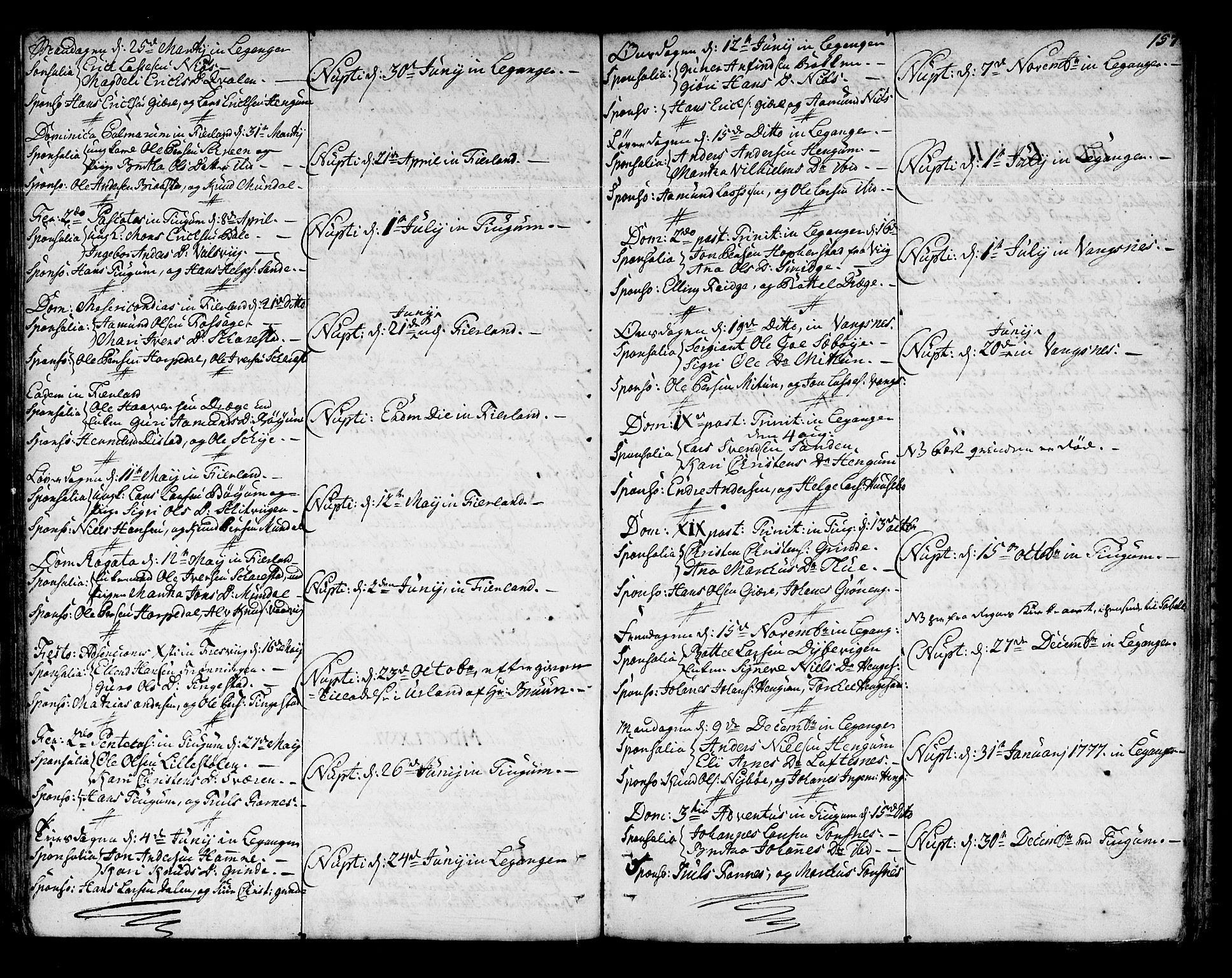 Leikanger sokneprestembete, AV/SAB-A-81001/H/Haa/Haaa/L0004: Parish register (official) no. A 4, 1770-1791, p. 157