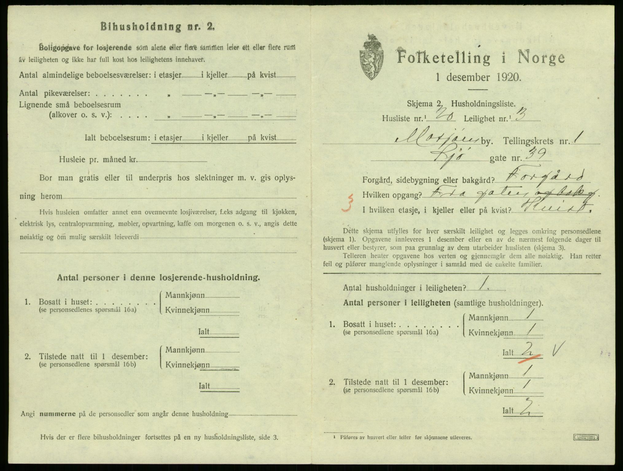 SAT, 1920 census for Mosjøen, 1920, p. 1666